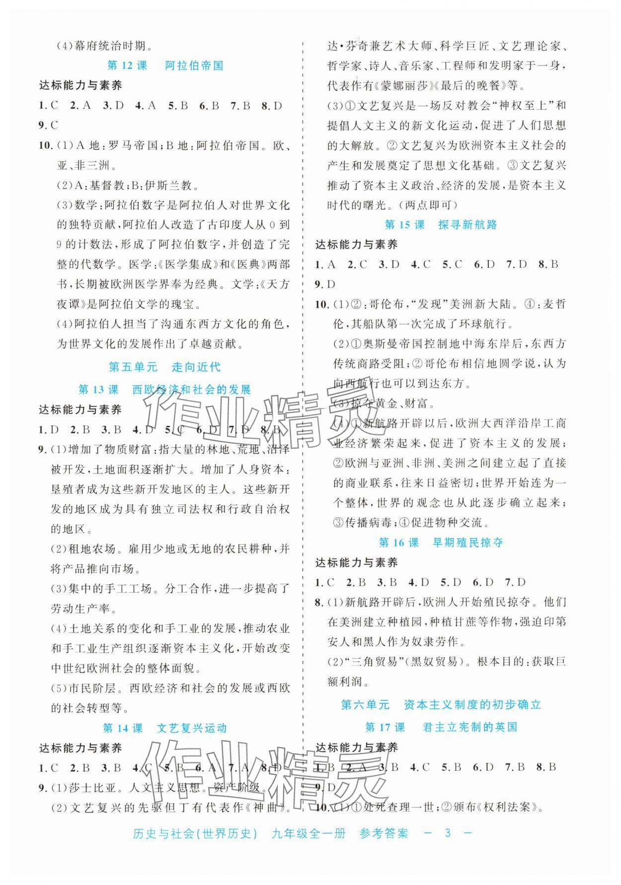 2024年精彩练习就练这一本九年级历史全一册人教版评议教辅 第3页