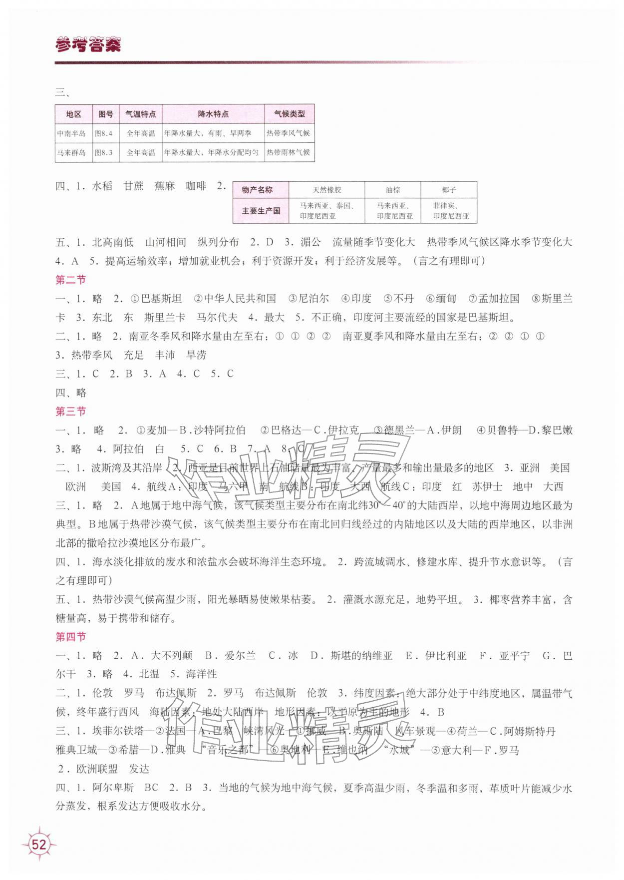 2026年填充图册中国地图出版社七年级地理下册湘教版&nbsp;第2页