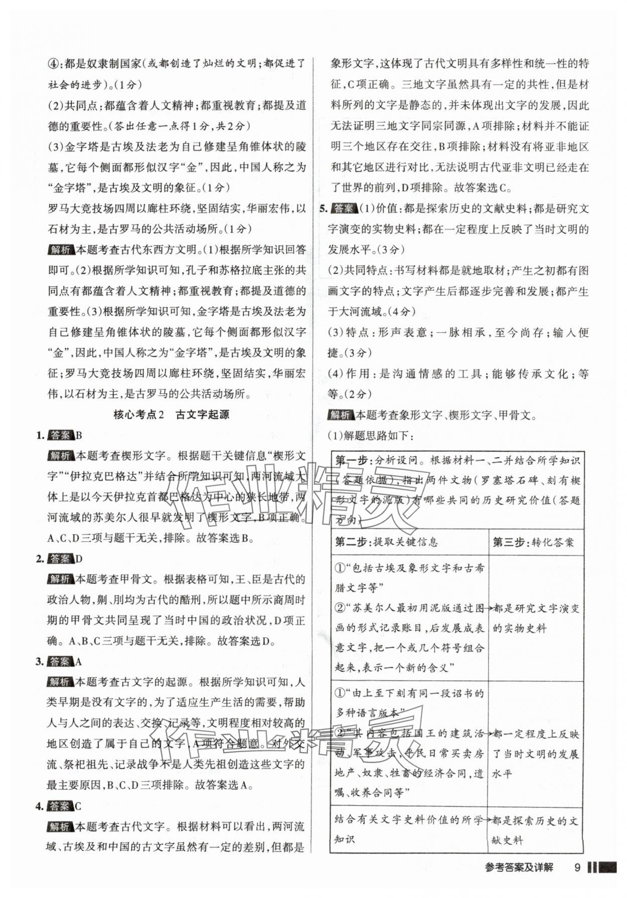 2025年名校作業(yè)九年級歷史上冊人教版山西專版 參考答案第9頁