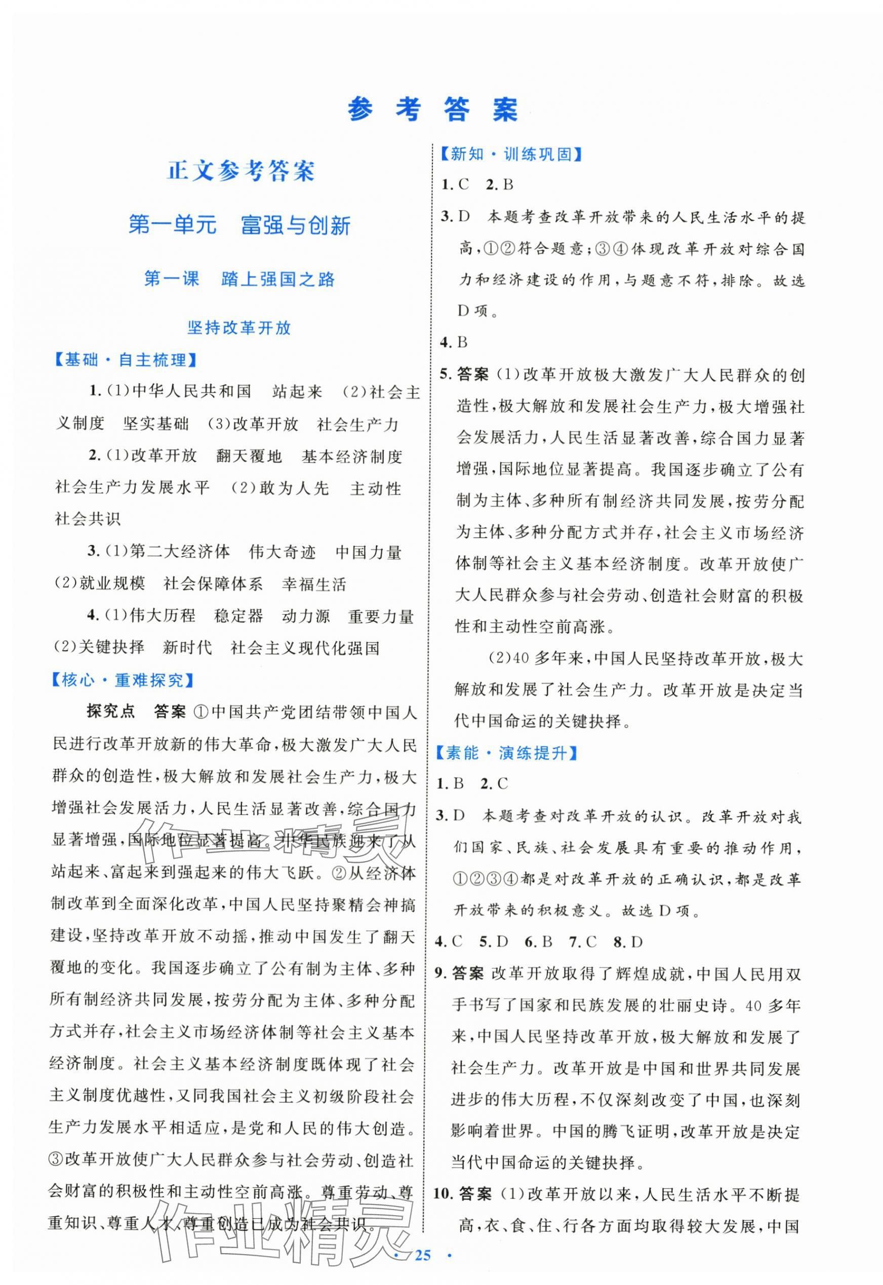 2024年同步學(xué)習(xí)目標(biāo)與檢測九年級道德與法治上冊人教版 第1頁