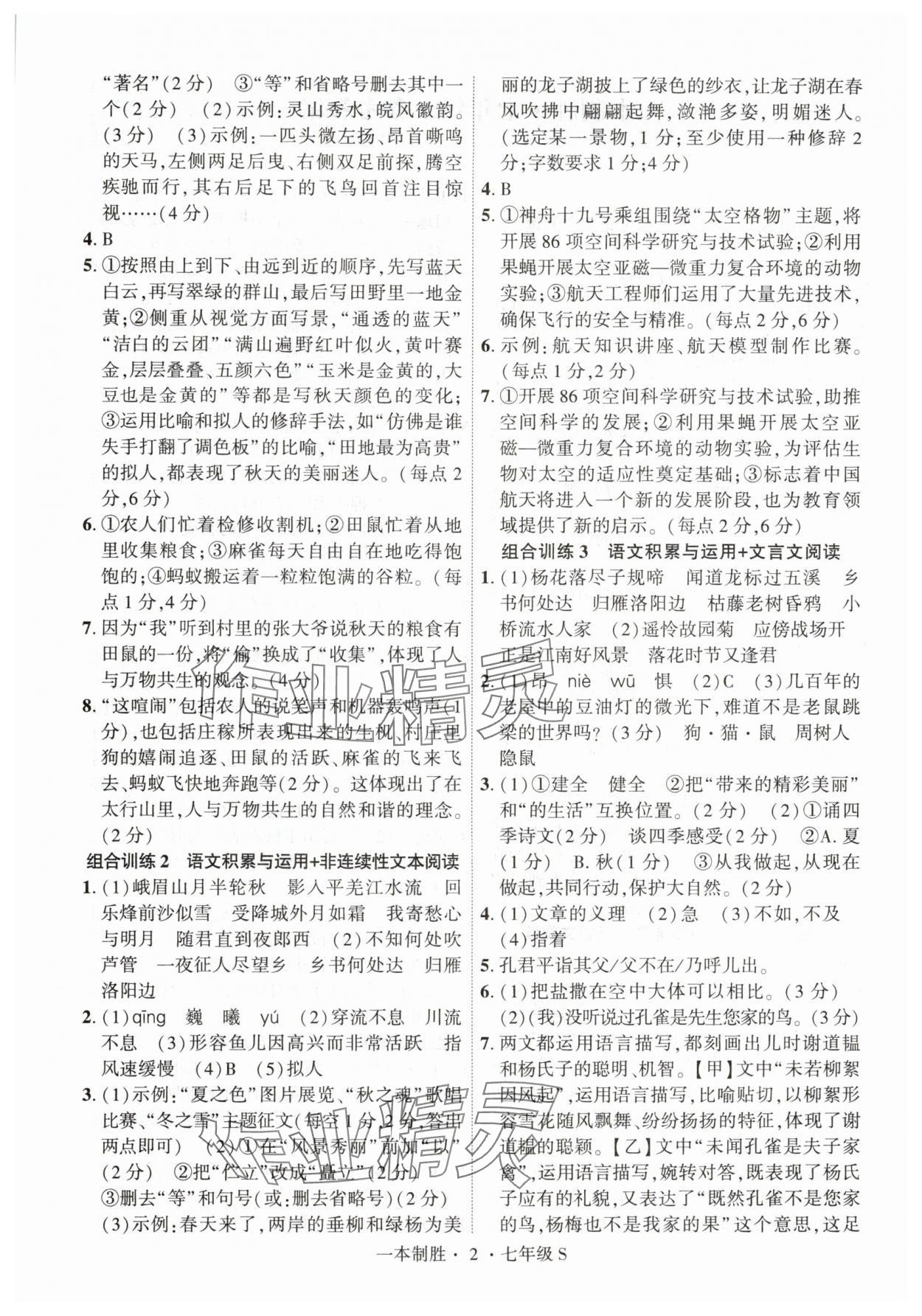 2025年一本制胜现代文阅读七年级语文上册人教版安徽专版 第2页