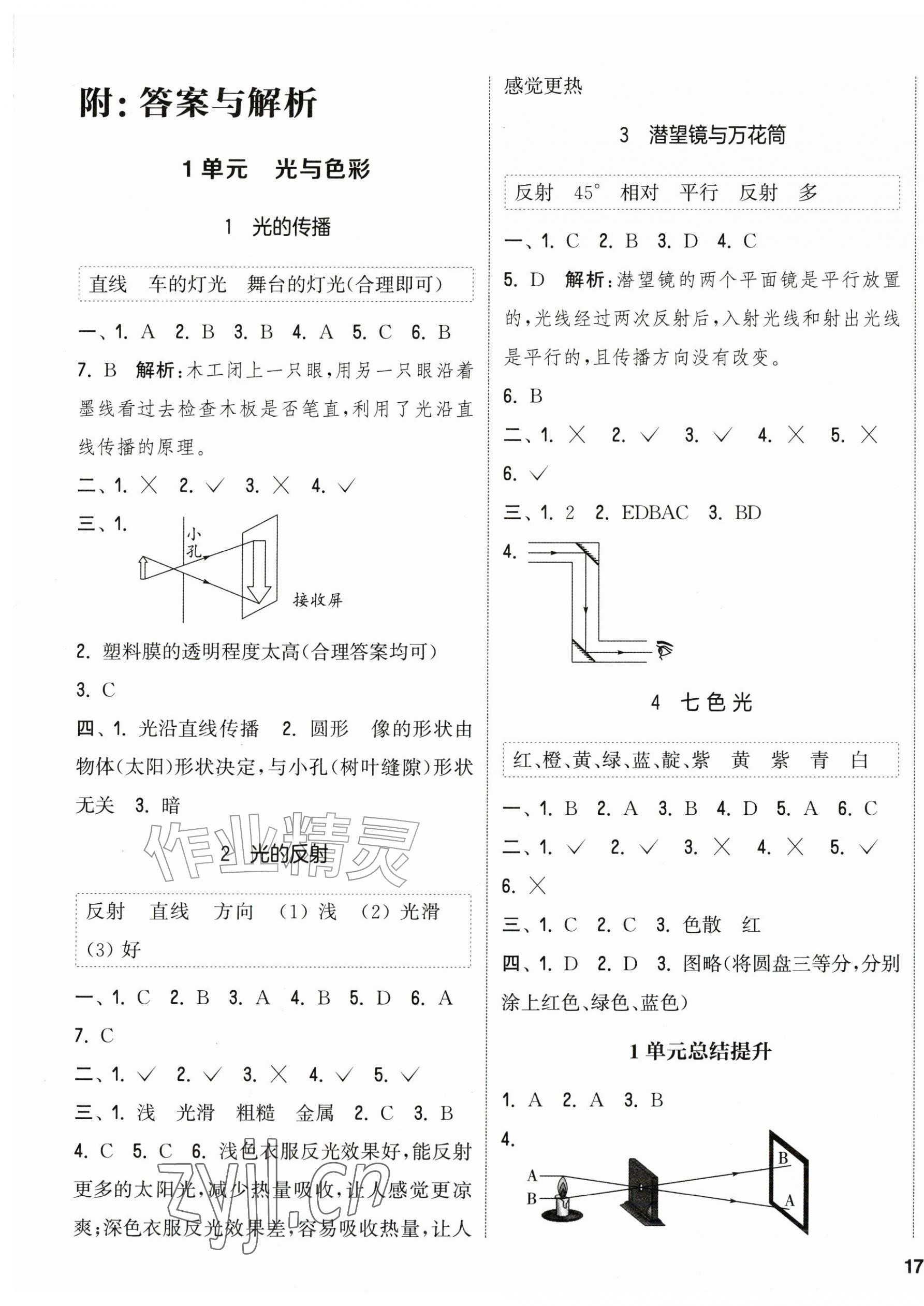 2026年通成学典课时作业本五年级科学上册苏教版&nbsp;第1页