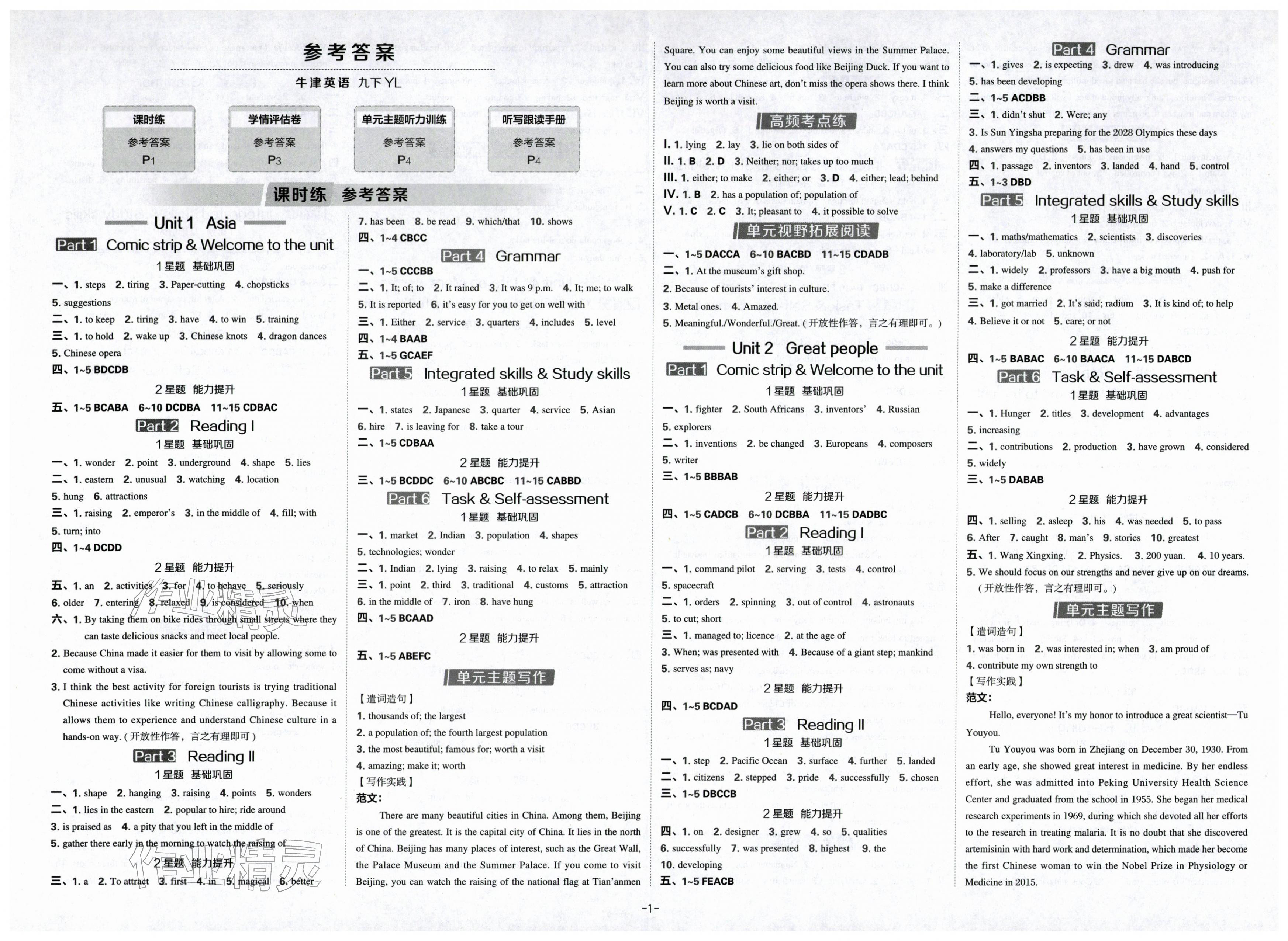 2026年点拨训练九年级英语下册译林版江苏专用&nbsp;第1页