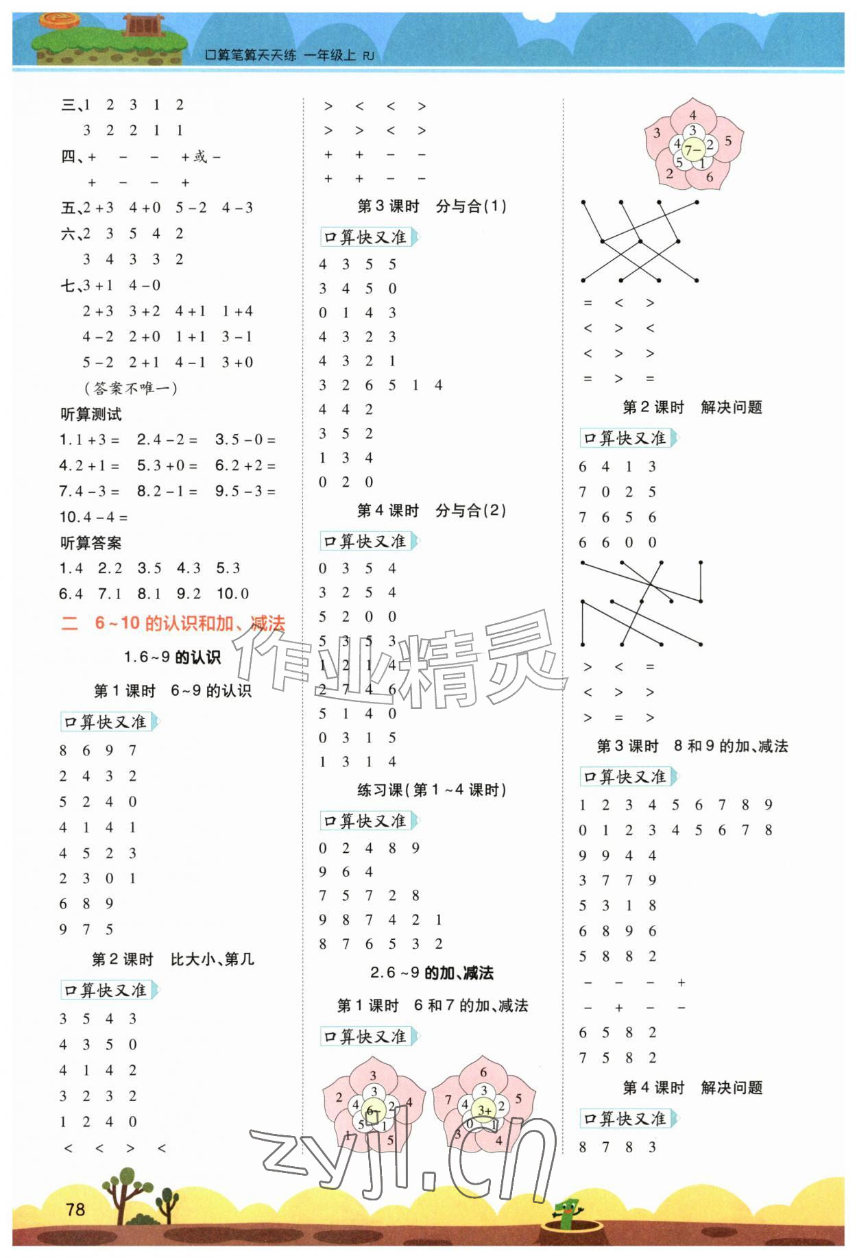 2026年开学了口算笔算天天练一年级数学上册人教版&nbsp;第2页