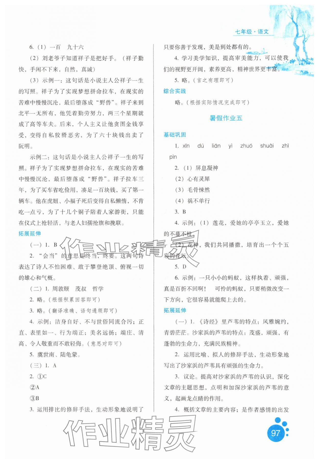 2025年暑假生活河北人民出版社七年级语文通用版&nbsp;第3页