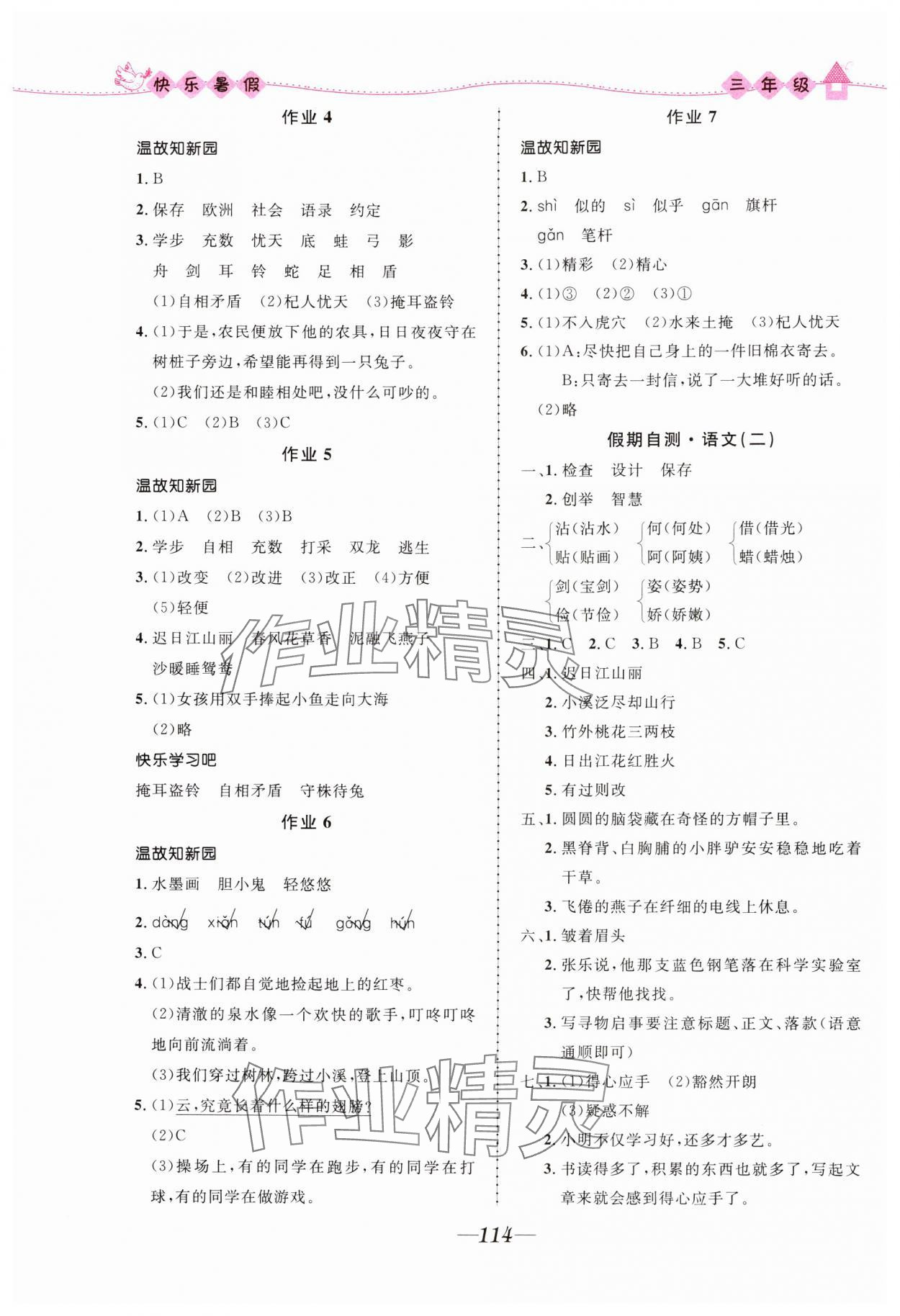 2024年赢在起跑线快乐暑假河北少年儿童出版社三年级语数综合通用版福建专版 第2页