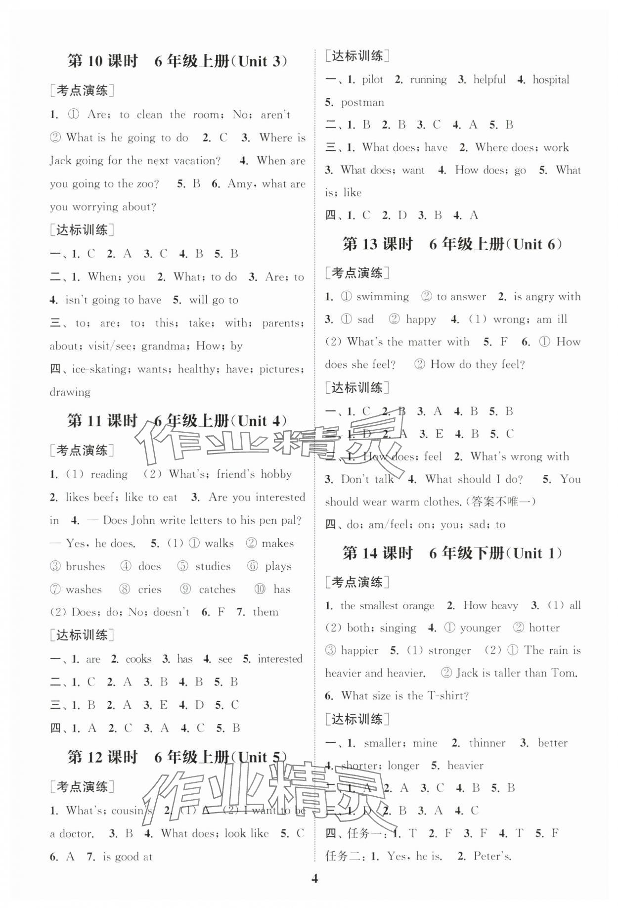 2025年通城1典小學(xué)總復(fù)習(xí)六年級英語人教版 參考答案第3頁