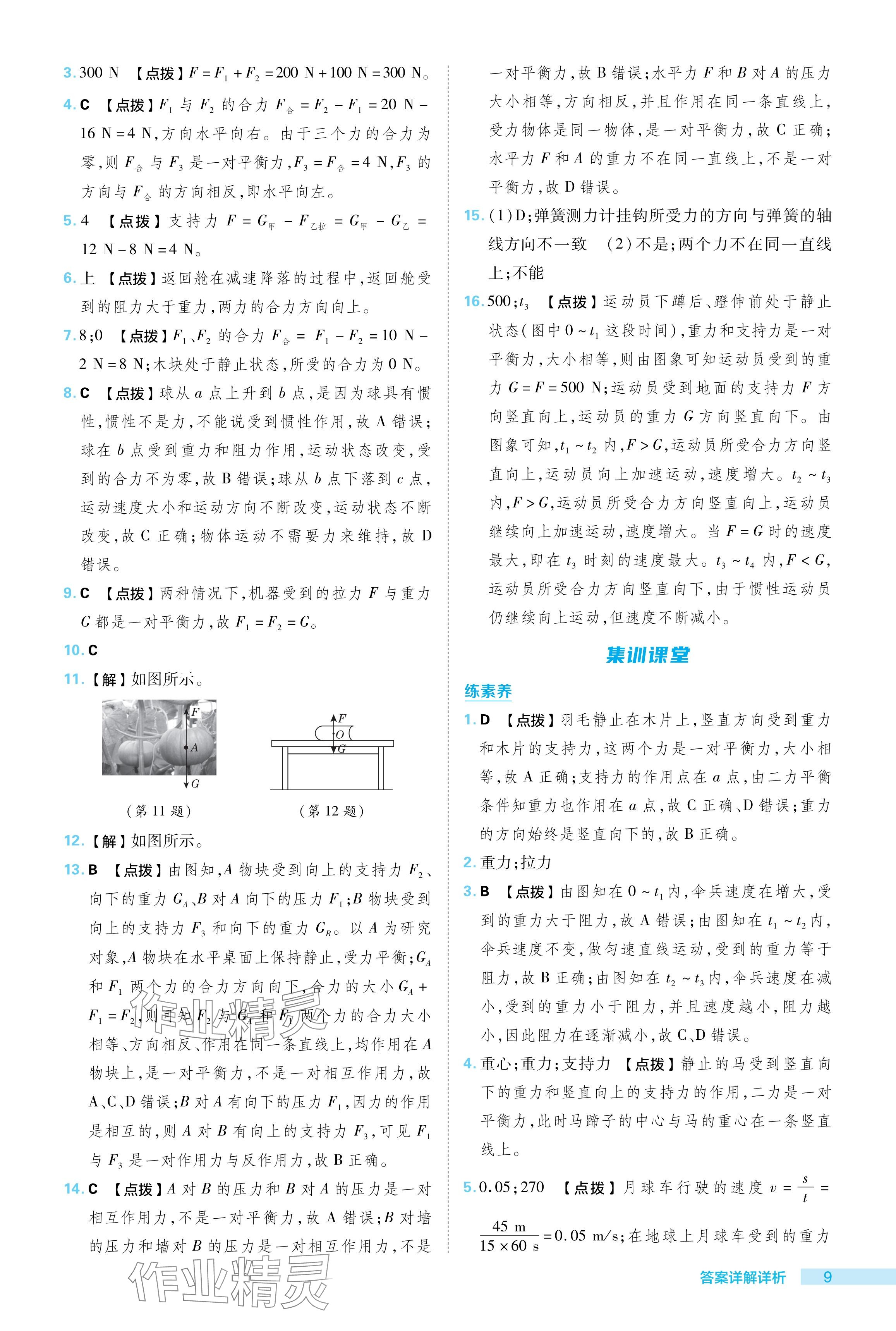 2024年綜合應用創(chuàng)新題典中點八年級物理下冊人教版 參考答案第9頁