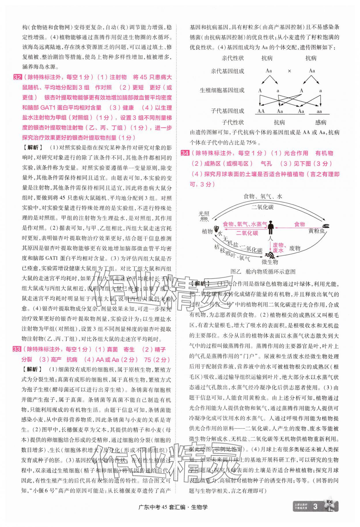 2025年金考卷45套匯編生物廣東專版 第3頁