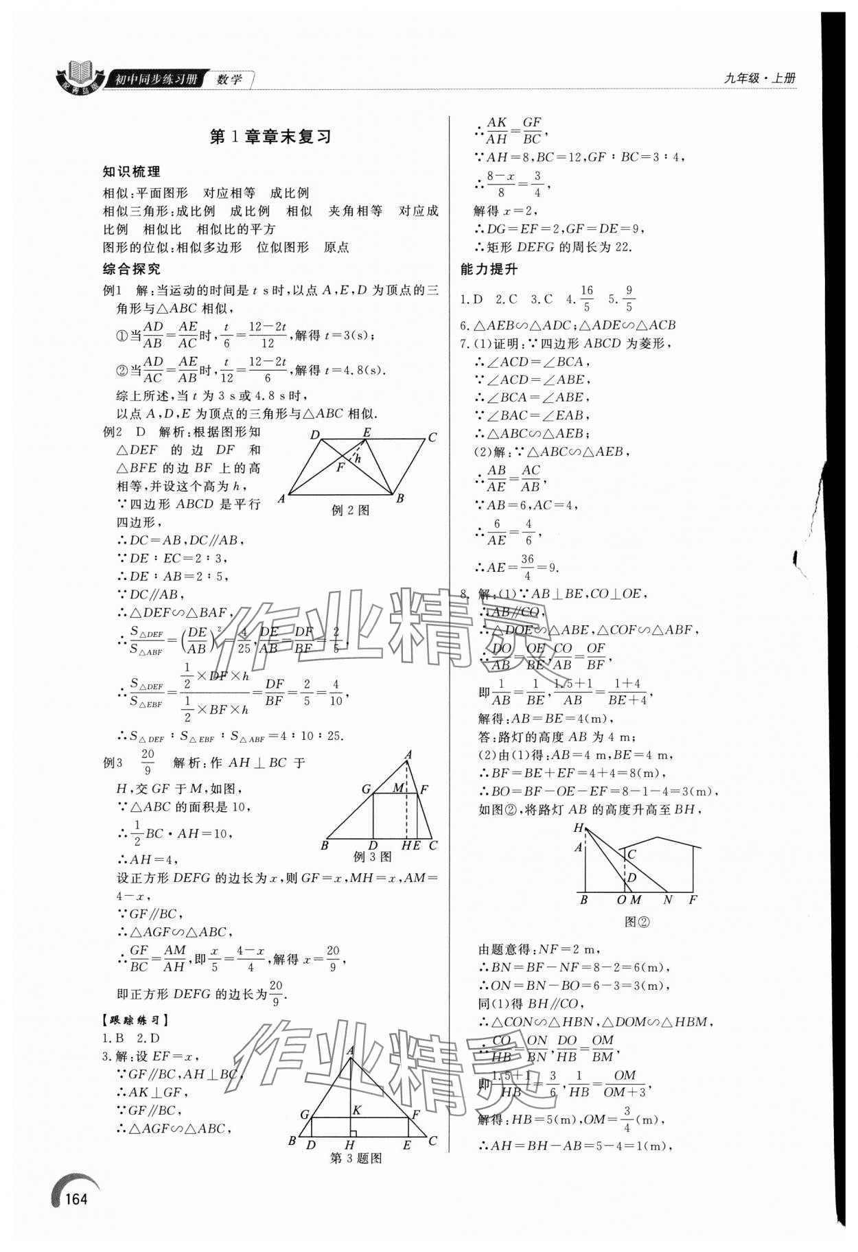 2024年同步练习册泰山出版社九年级数学上册青岛版 参考答案第5页