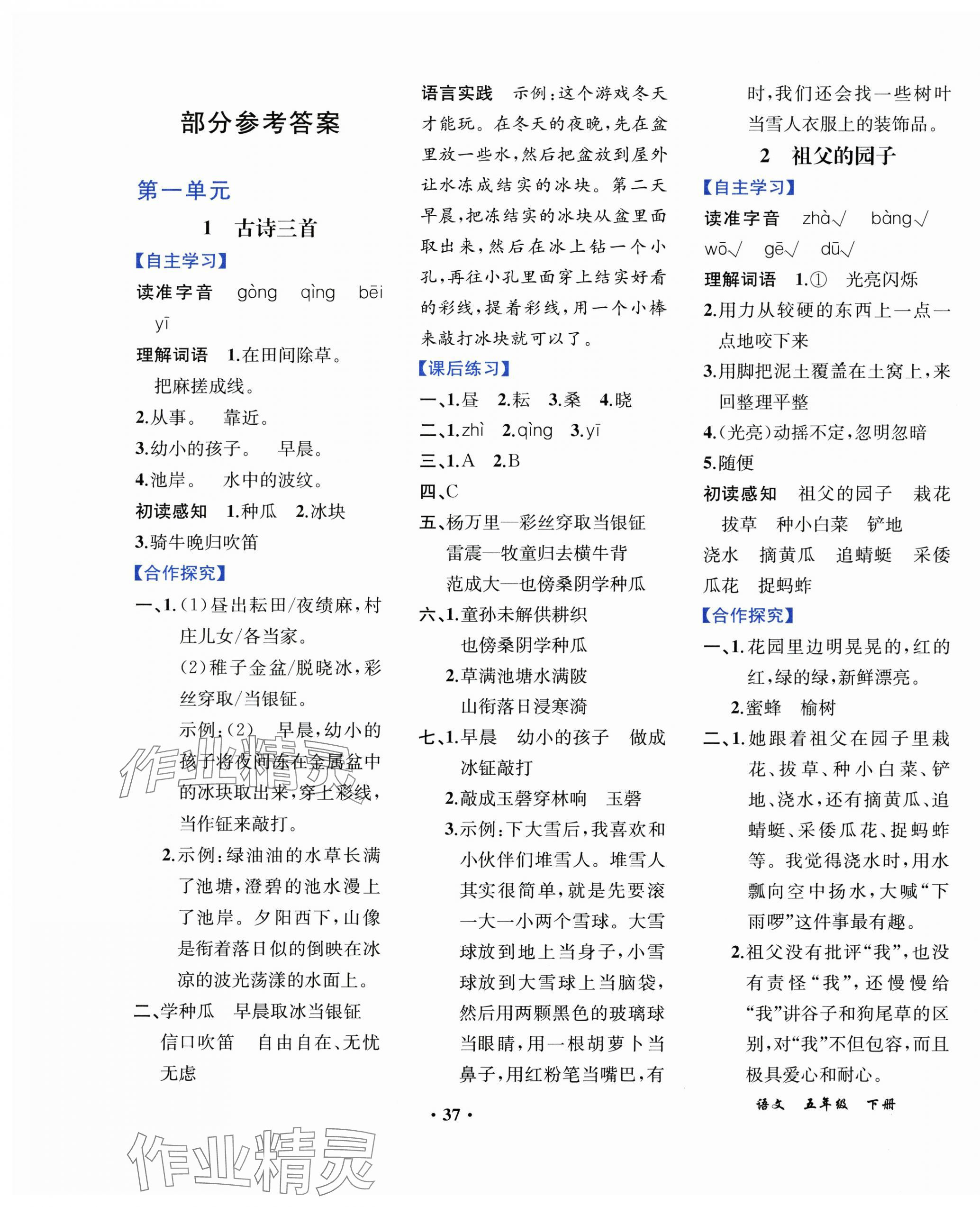 2025年人教金學(xué)典同步解析與測(cè)評(píng)五年級(jí)語文下冊(cè)人教版重慶專版 第1頁(yè)