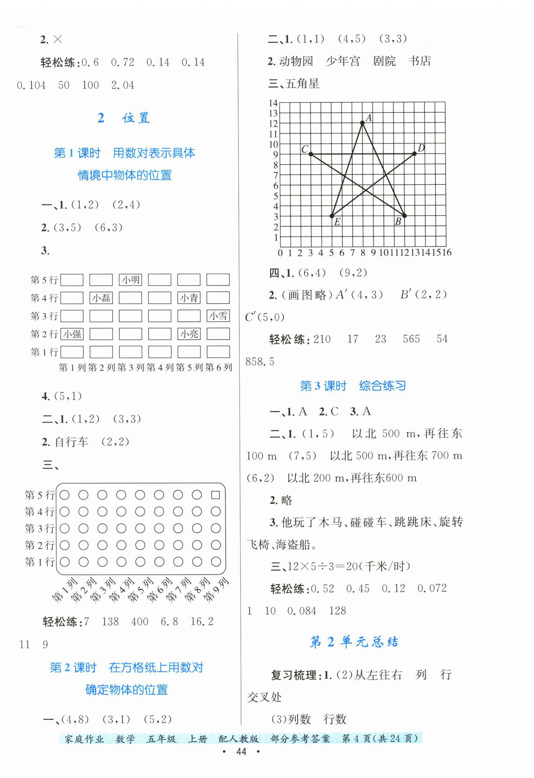 2024年家庭作業(yè)五年級(jí)數(shù)學(xué)上冊(cè)人教版 第4頁(yè)