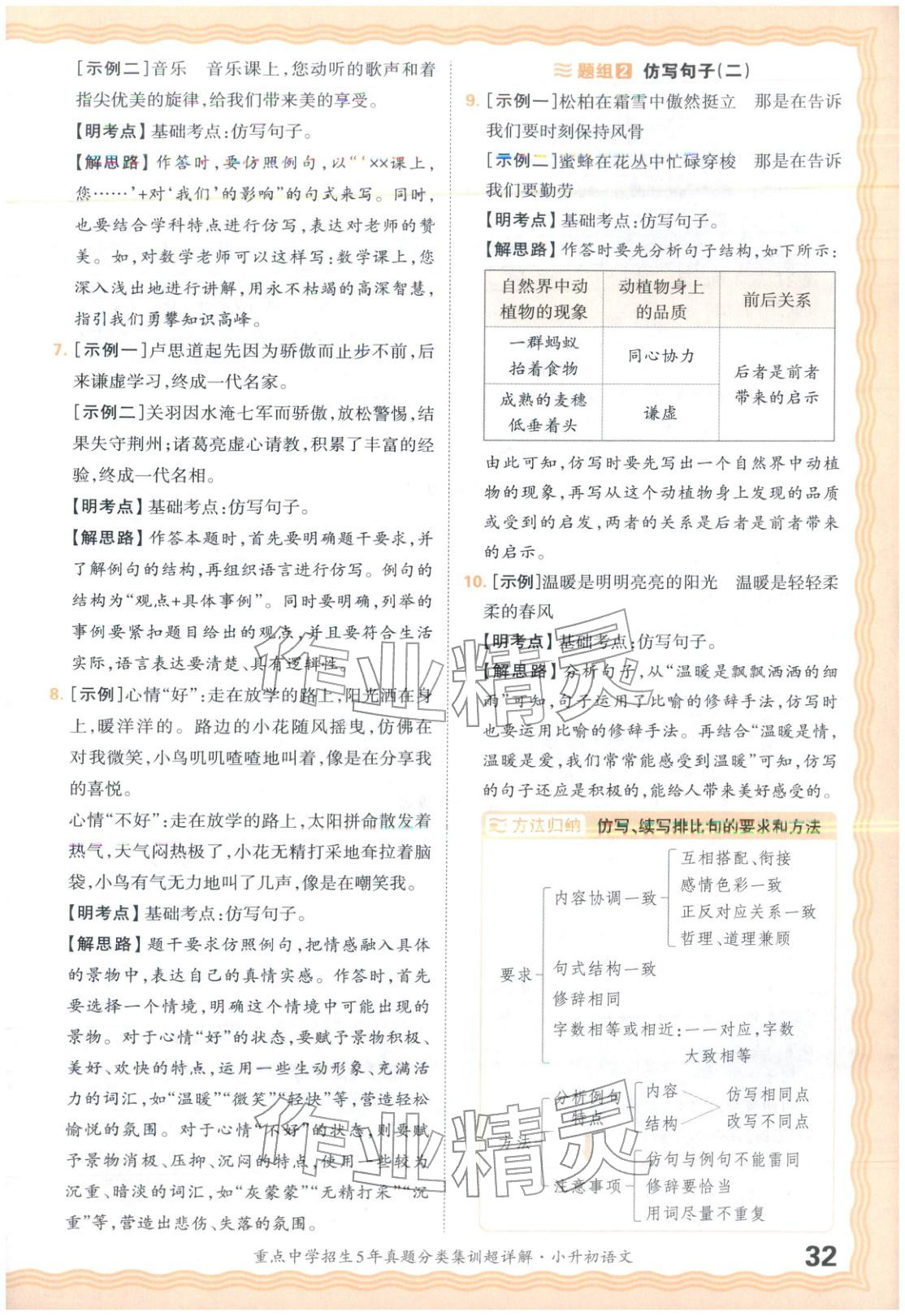 2026年重点中学招生5年真题分类集训小升初语文&nbsp;第32页