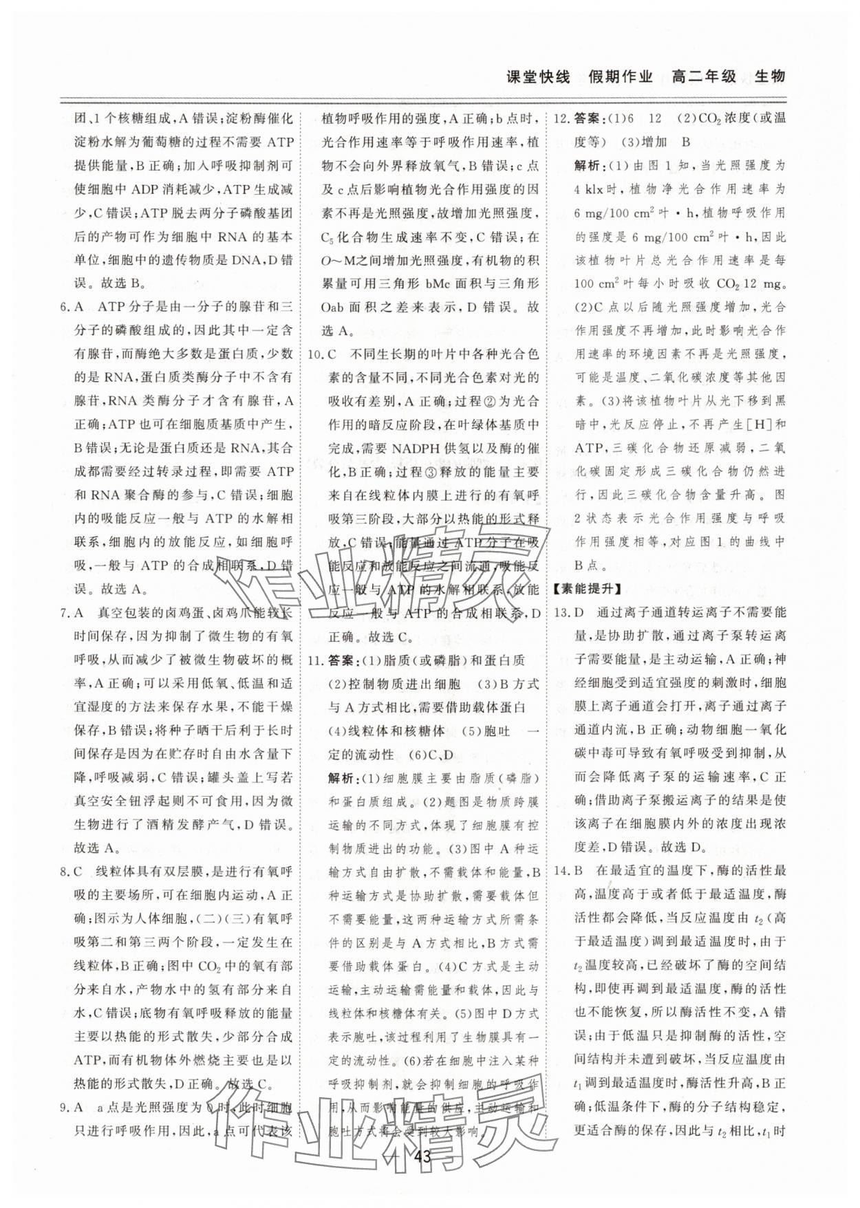 2025年课堂快线假期作业高二生物课标版&nbsp;第3页