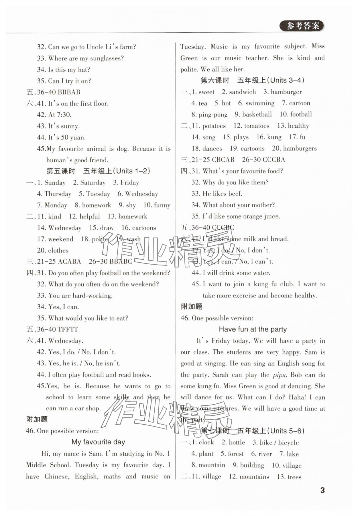 2024年小学毕业总复习英语佛山专版 参考答案第2页