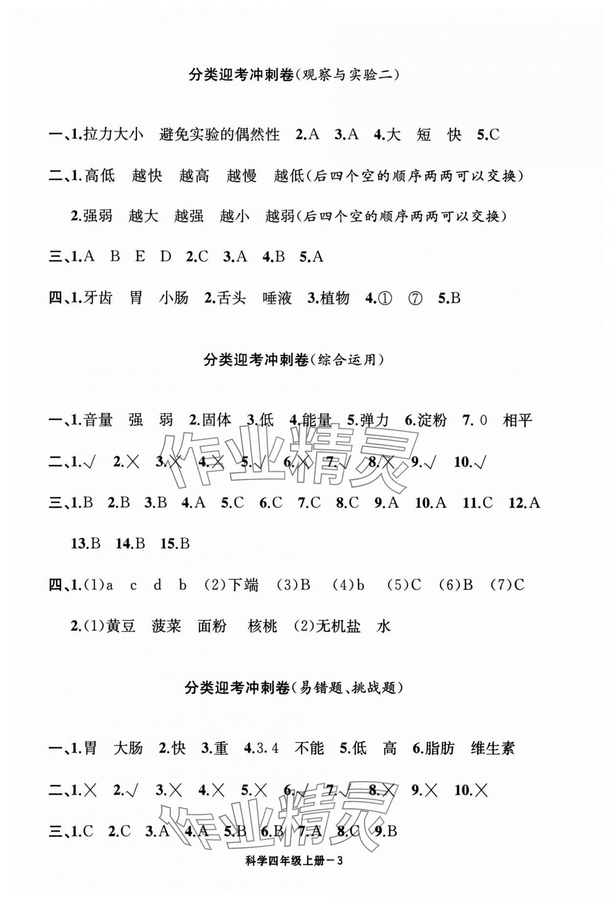 2024年浙江各地期末迎考卷四年級(jí)科學(xué)上冊(cè)教科版 第3頁(yè)