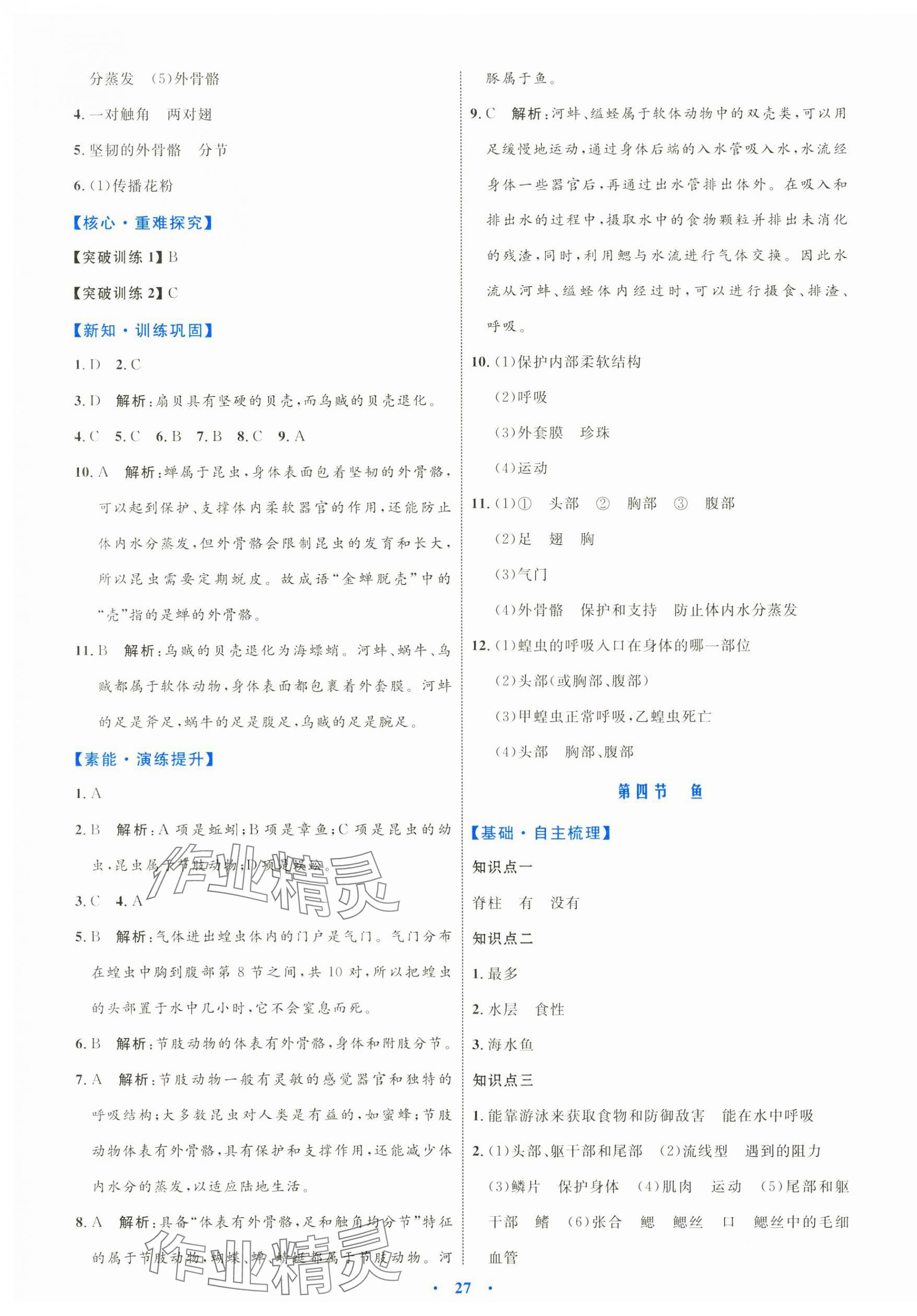 2024年同步学习目标与检测八年级生物上册人教版 第3页