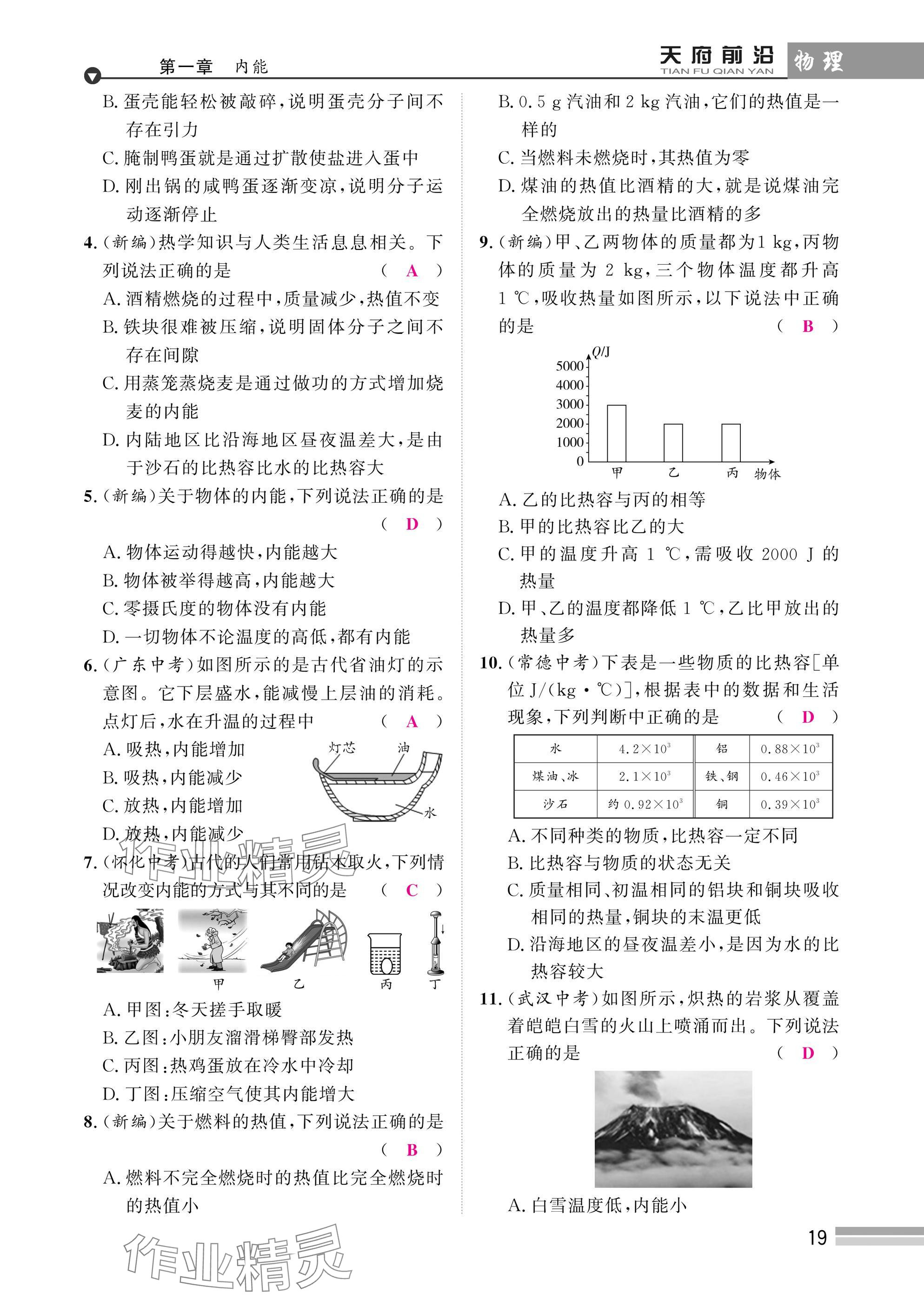 2025年天府前沿課時同步培優(yōu)訓(xùn)練九年級物理全一冊教科版 參考答案第19頁