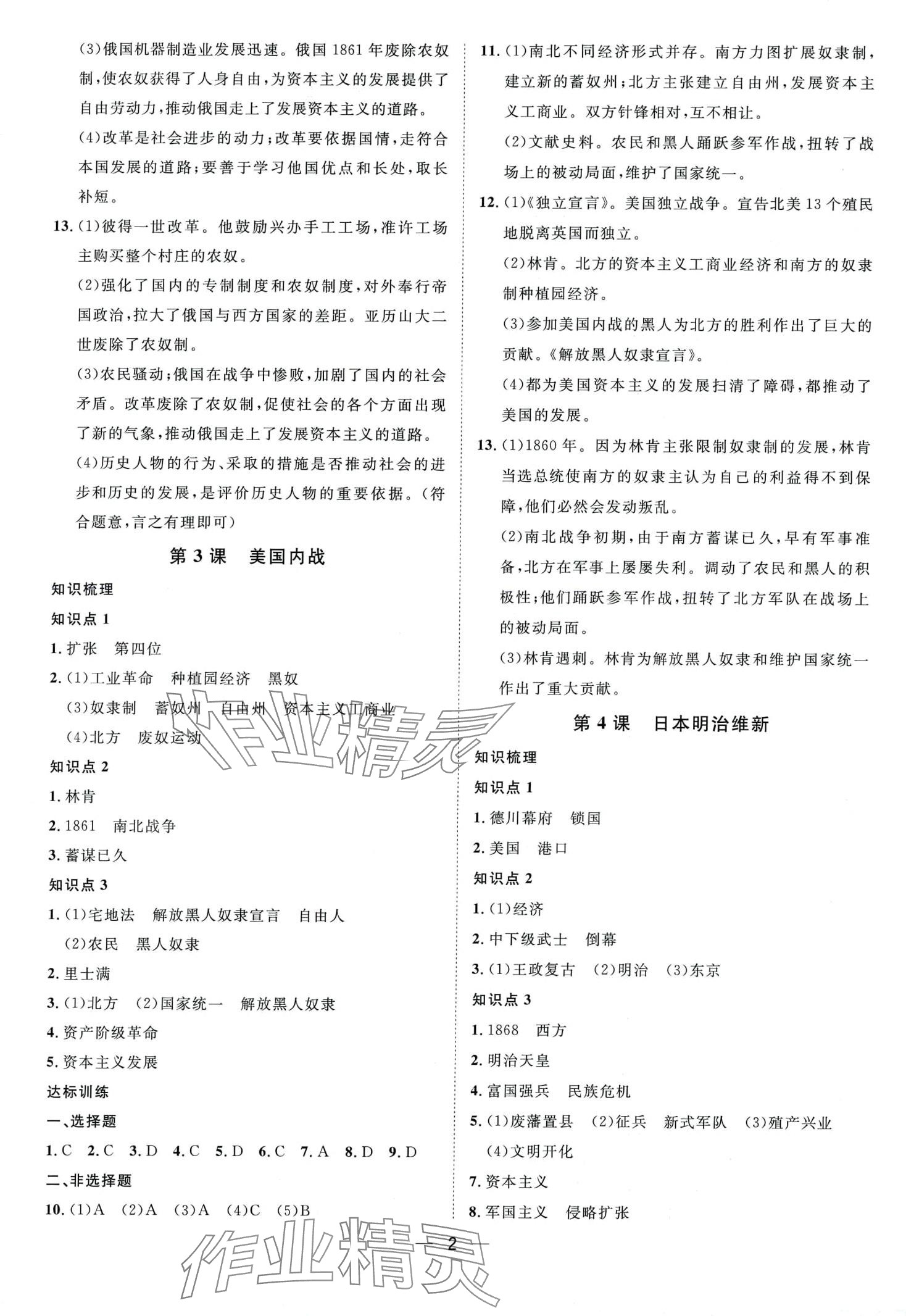 2024年名師課堂南方出版社九年級歷史下冊人教版 第2頁