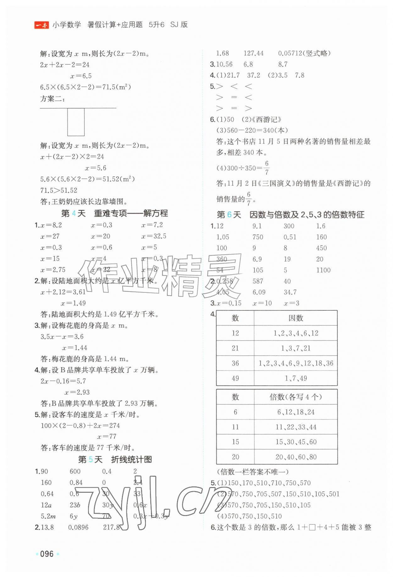 2026年一本五年级数学苏教版暑假计算加应用题&nbsp;第2页