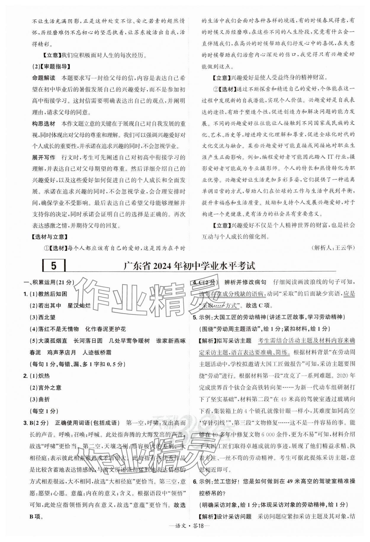 2025年天利38套新課標(biāo)全國(guó)中考試題精選語(yǔ)文 參考答案第18頁(yè)