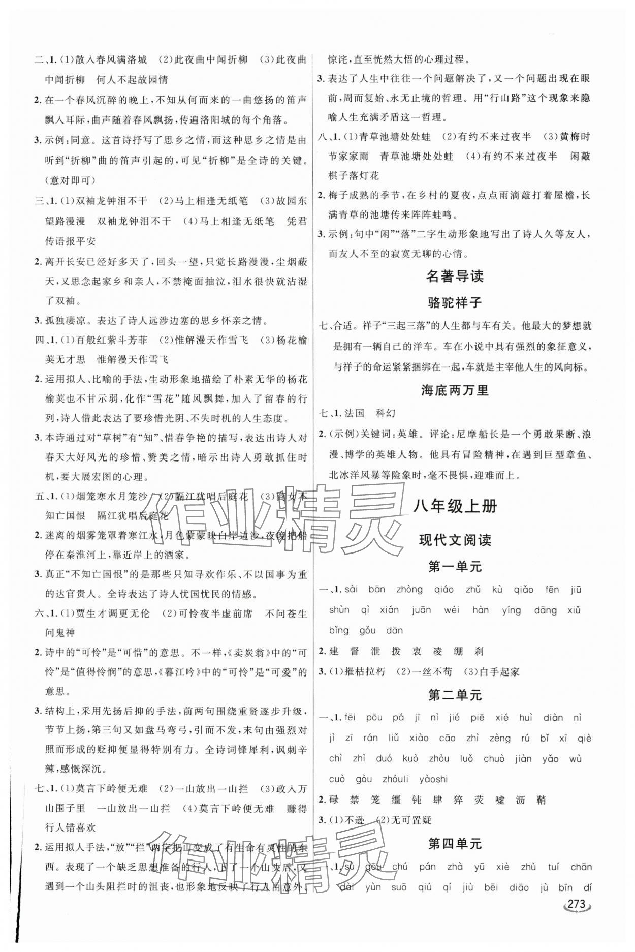 2024年初中學(xué)業(yè)水平考試備考指導(dǎo)語(yǔ)文臨沂專版&nbsp;參考答案第7頁(yè)