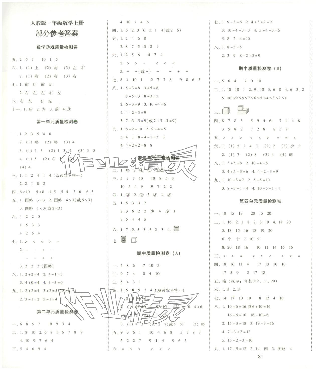 2025年云南师大附小一线名师核心试卷一年级数学上册人教版 第1页