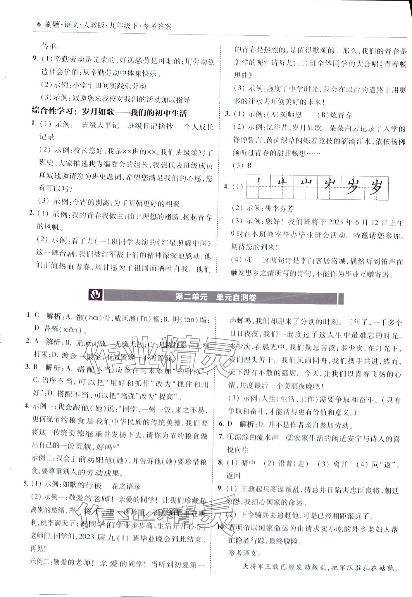 2024年北大綠卡刷題九年級(jí)語(yǔ)文下冊(cè)人教版 第6頁(yè)