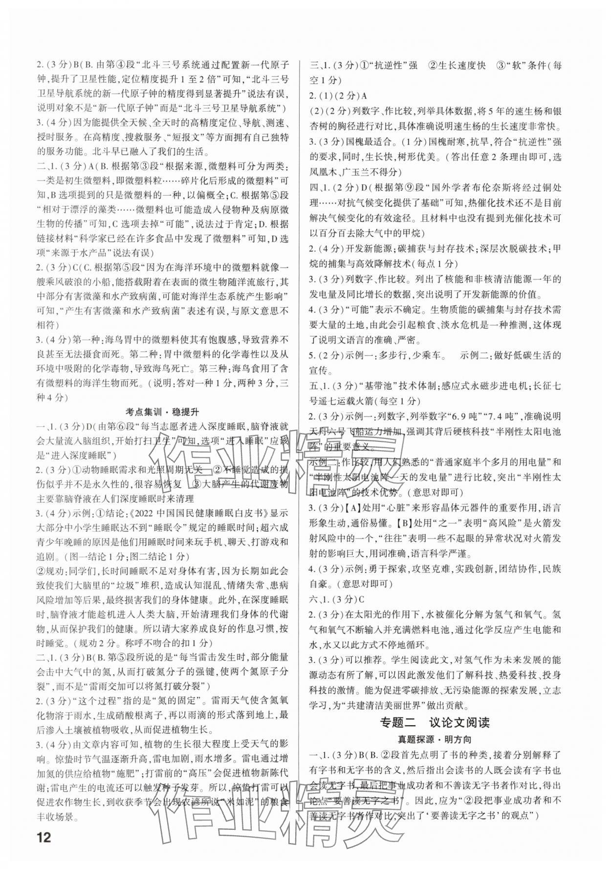 2024年鼎成中考精准提分语文广东专版 参考答案第12页