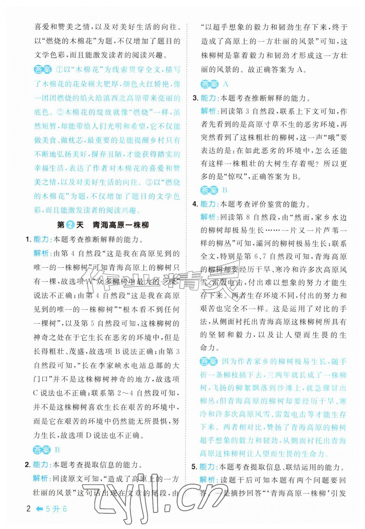 2026年阳光同学暑假阅读五年级语文&nbsp;第2页