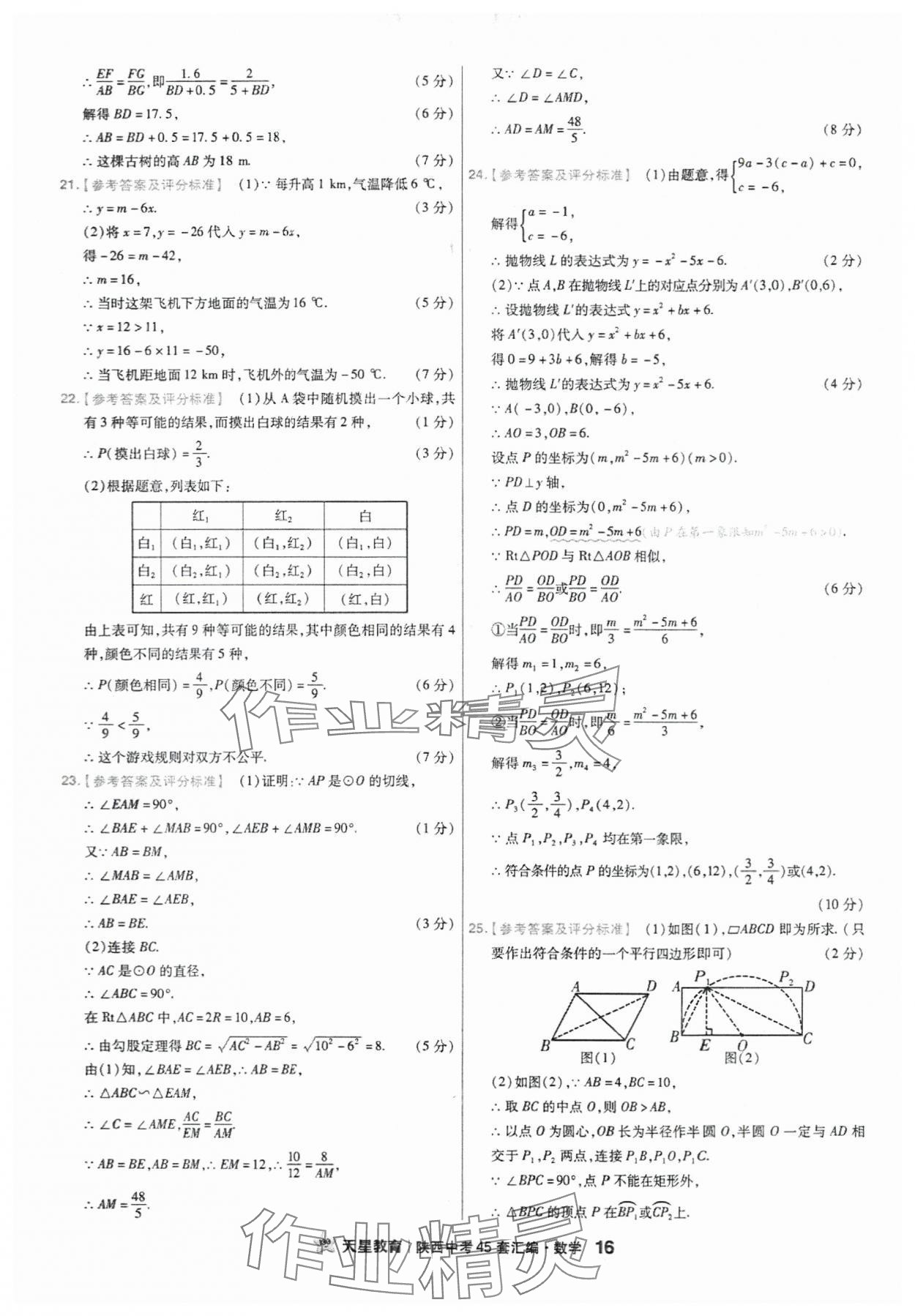 2024年金考卷45套匯編數(shù)學(xué)陜西專版 參考答案第16頁