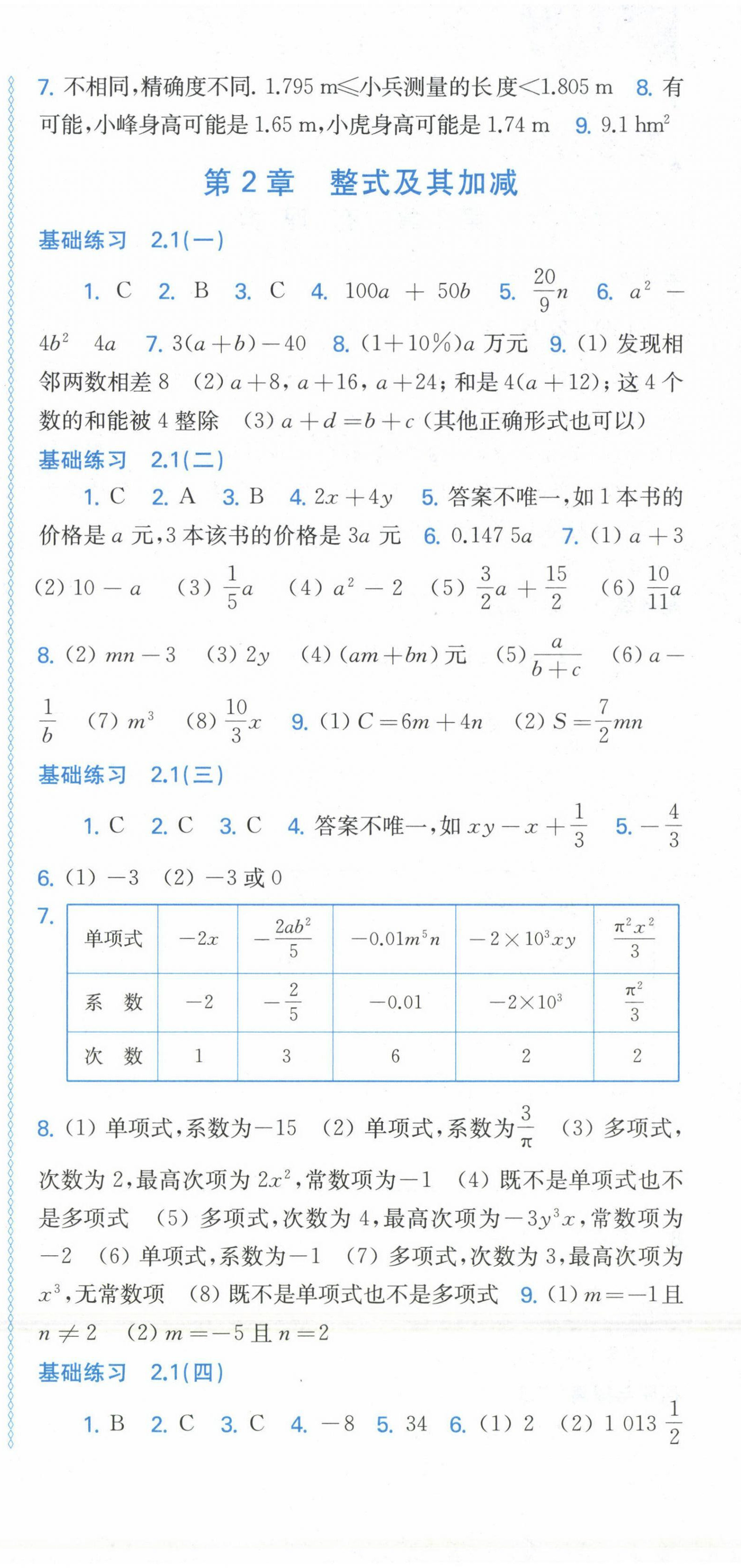 2024年同步練習(xí)上?？茖W(xué)技術(shù)出版社七年級(jí)數(shù)學(xué)上冊(cè)滬科版 第6頁