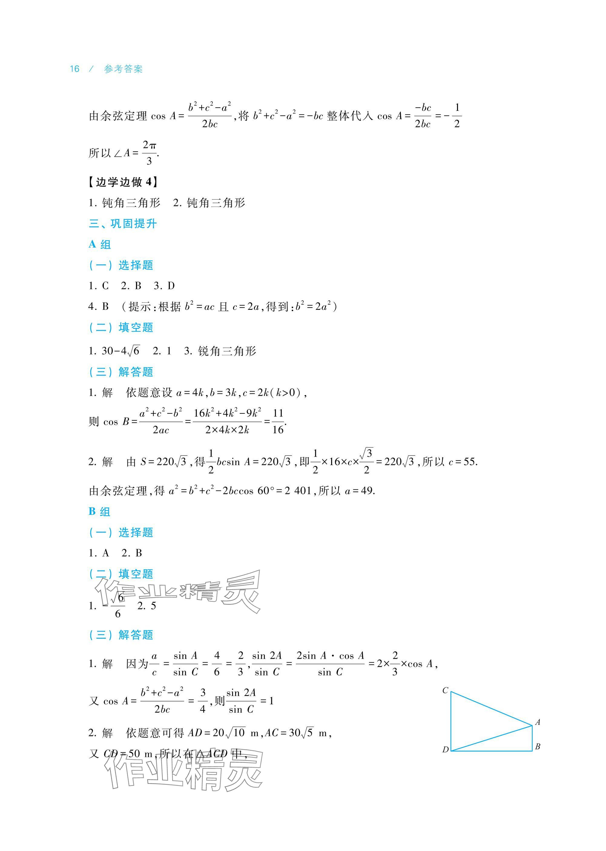 2025年數(shù)學(xué)學(xué)習(xí)指導(dǎo)與練習(xí)拓展模塊一下冊(cè) 參考答案第16頁