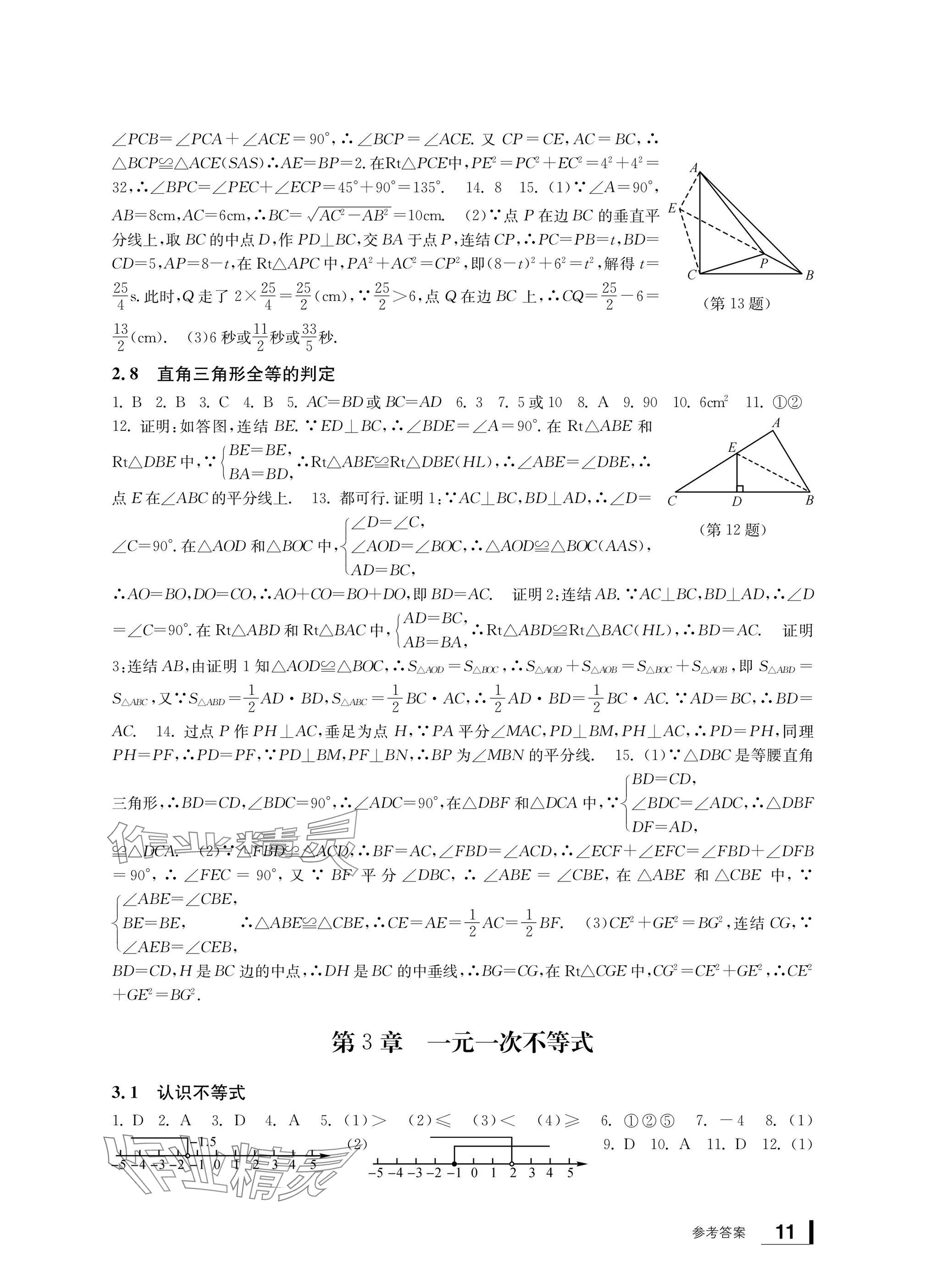 2024年新課標(biāo)學(xué)習(xí)方法指導(dǎo)叢書八年級(jí)數(shù)學(xué)上冊浙教版 參考答案第11頁