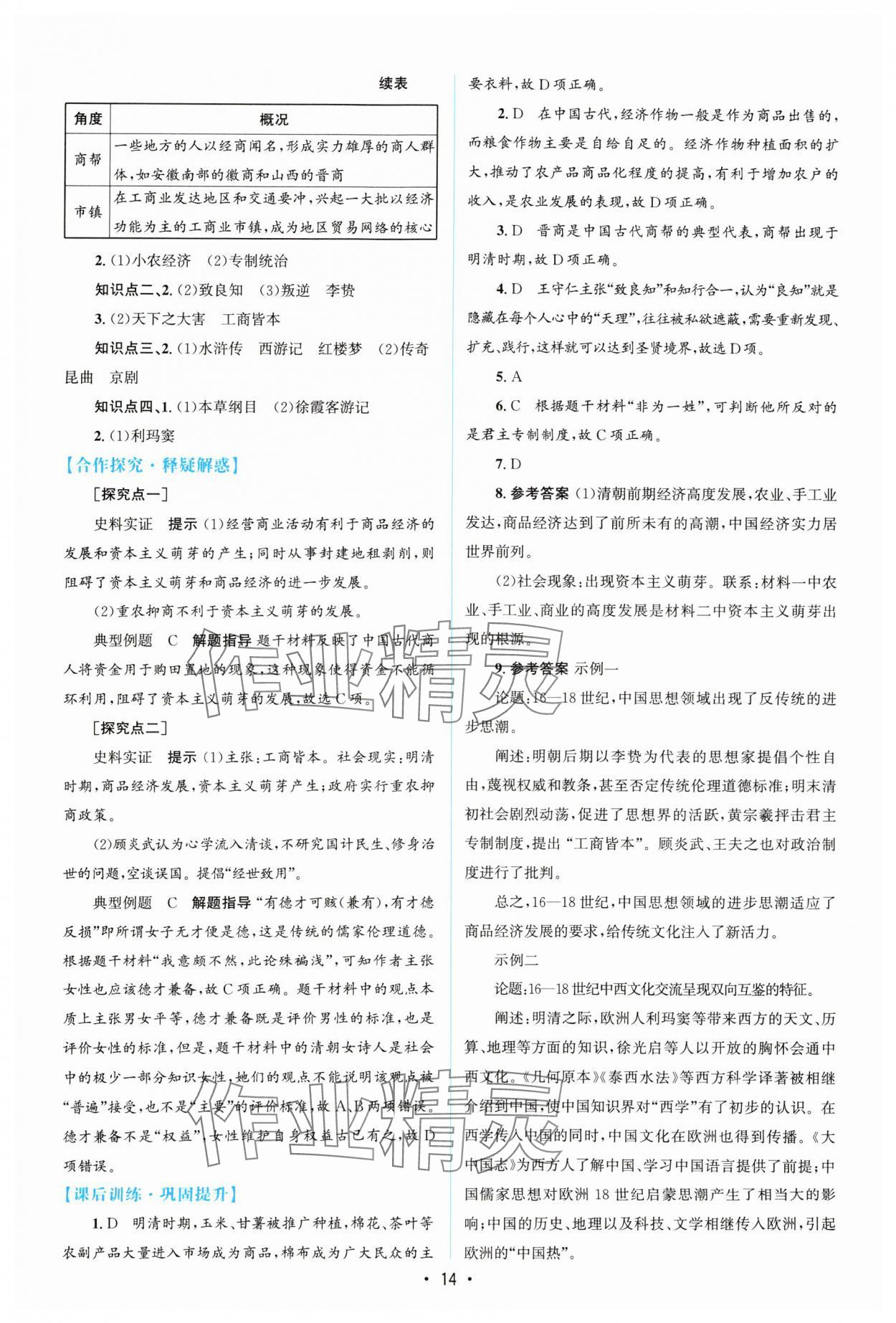 2023年高中同步測(cè)控優(yōu)化設(shè)計(jì)歷史必修中外歷史綱要上增強(qiáng)版 參考答案第13頁(yè)