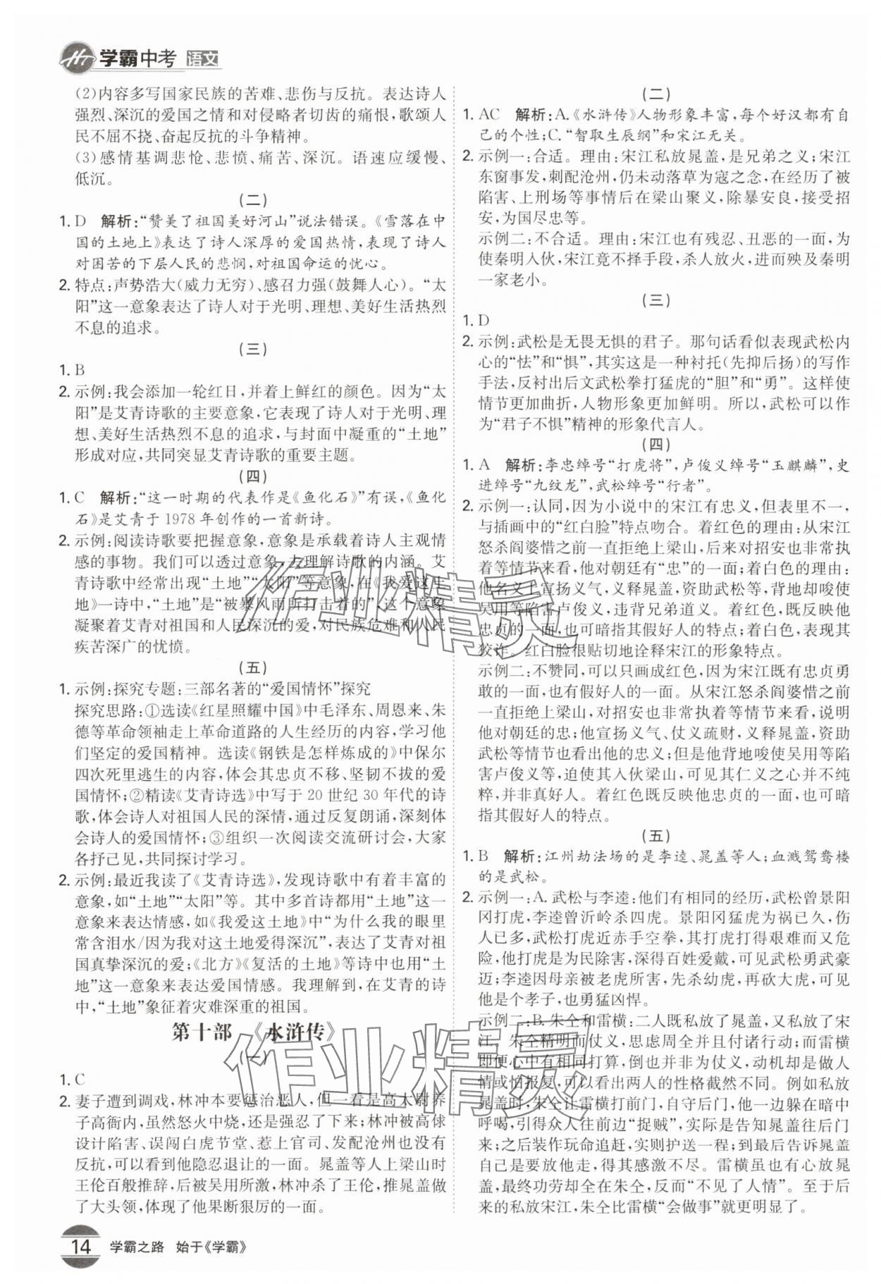 2024年翰庭學霸中考語文廣東專版 參考答案第13頁