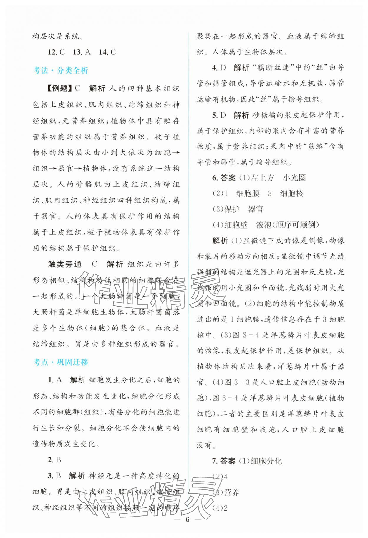 2025年初中總復(fù)習(xí)優(yōu)化設(shè)計(jì)生物廣東專版 參考答案第5頁