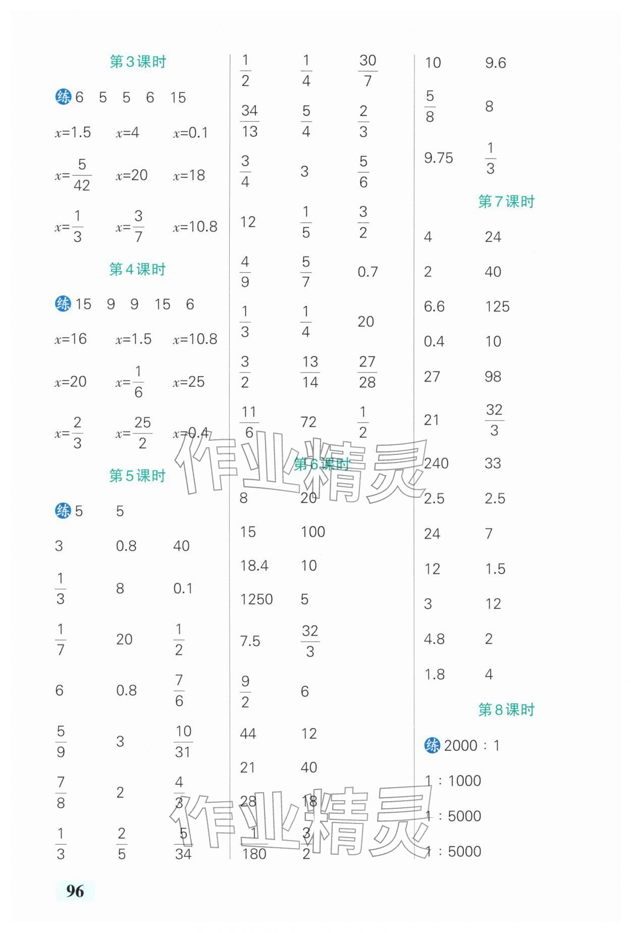 2026年小学学霸口算六年级数学下册人教版&nbsp;第6页