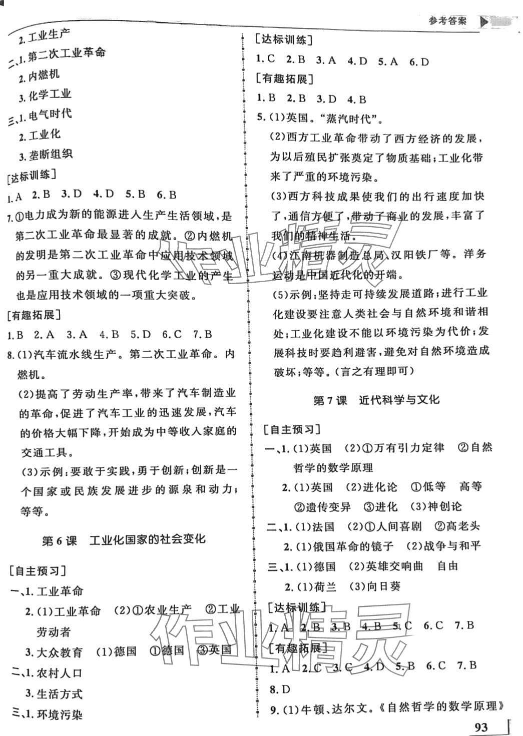 2024年名师点拨配套练习课时作业九年级历史下册人教版 第3页