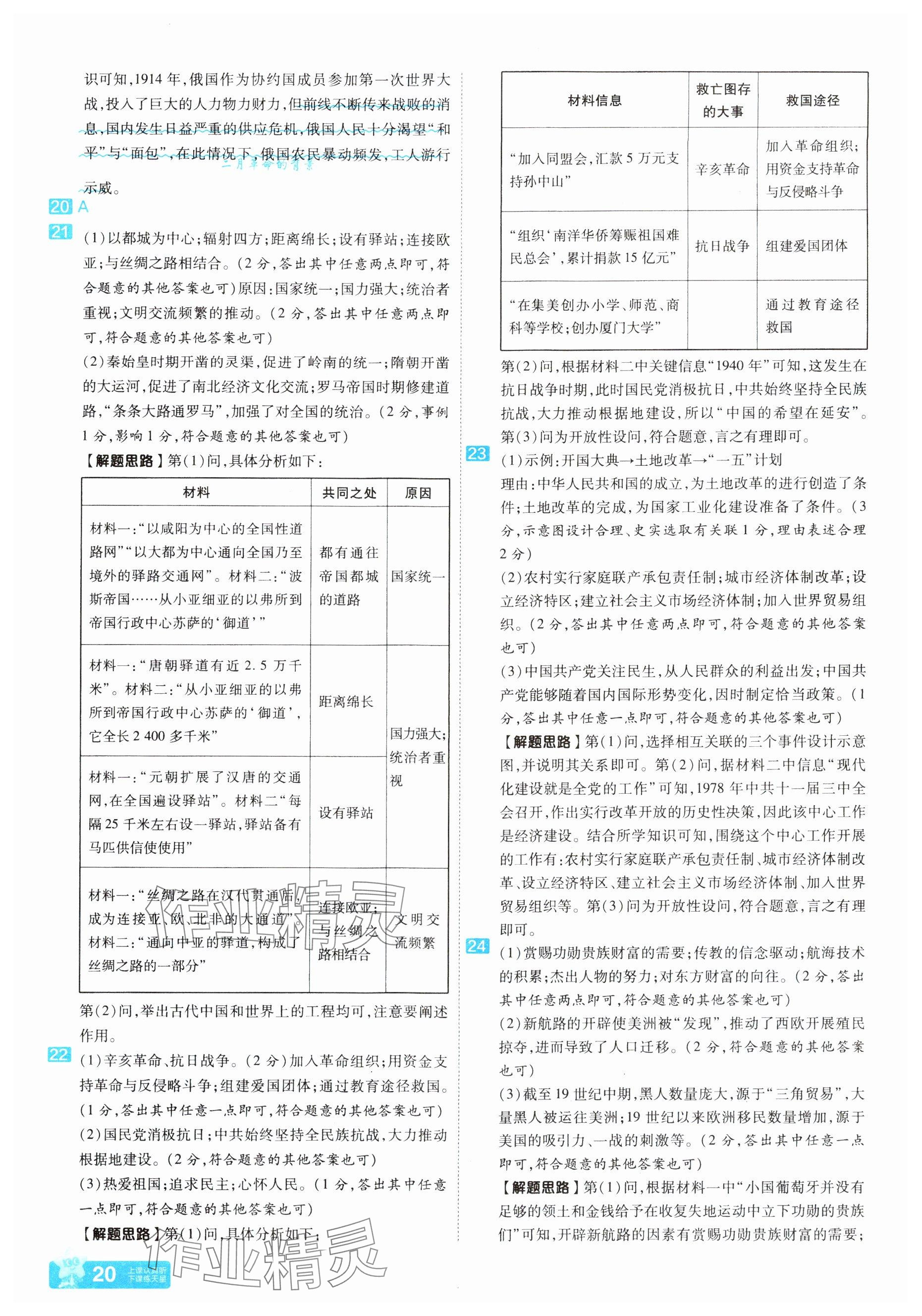 2025年金考卷45套匯編歷史河南專版 參考答案第20頁