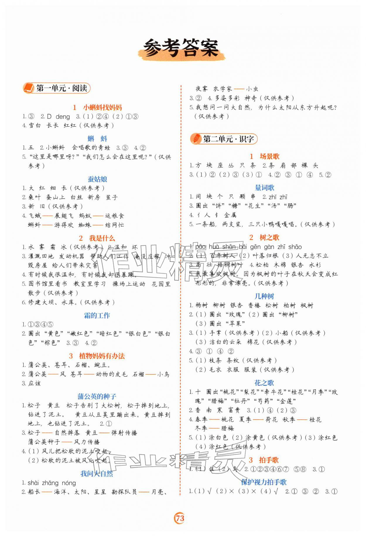 2025年阅读理解专项训练二年级语文上册人教版 第1页
