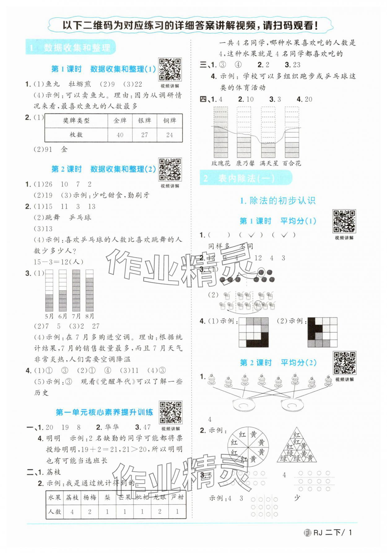 2025年陽光同學(xué)課時優(yōu)化作業(yè)二年級數(shù)學(xué)下冊人教版福建專版 第1頁