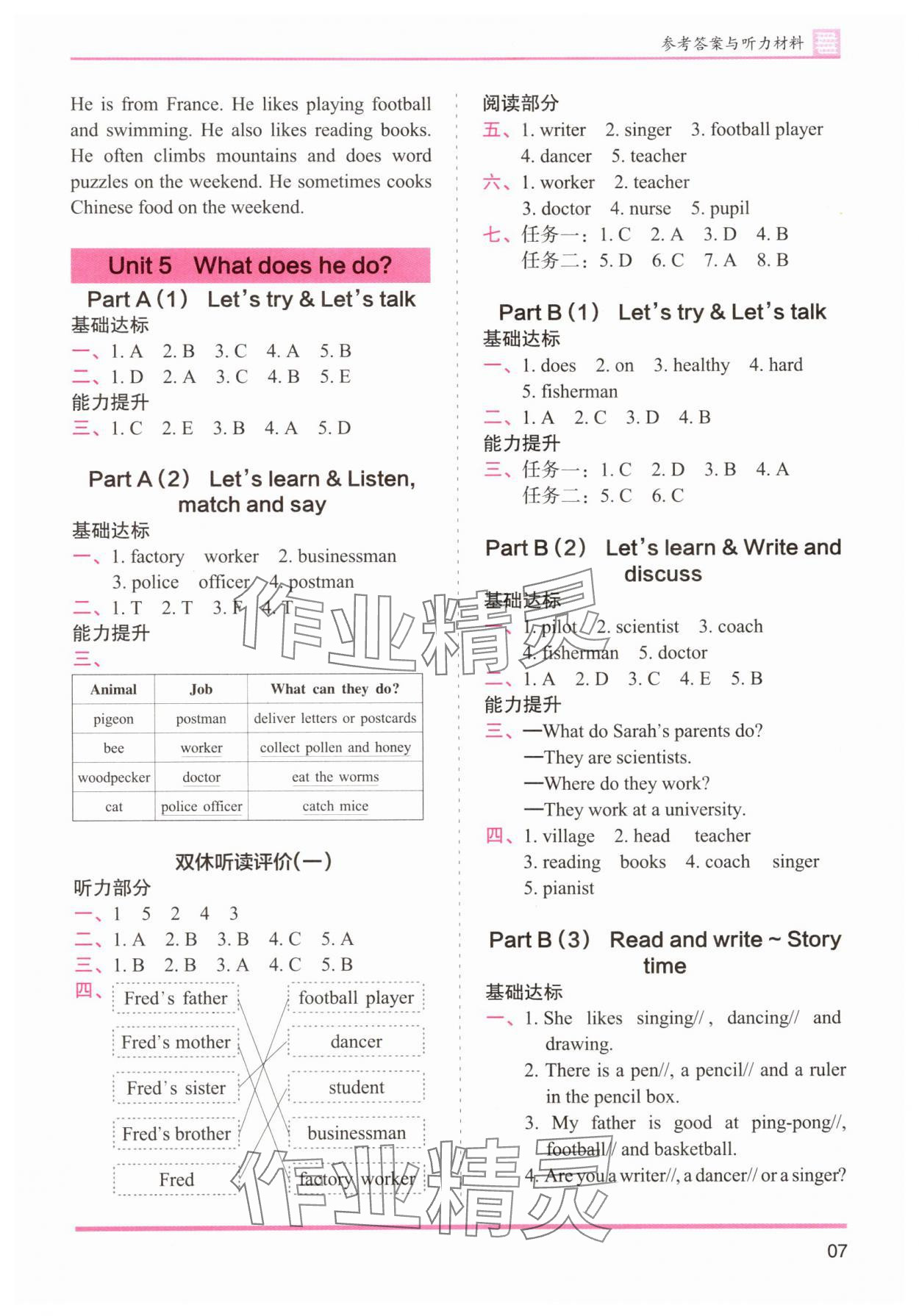 2025年木头马分层课课练六年级英语上册人教版&nbsp;参考答案第7页