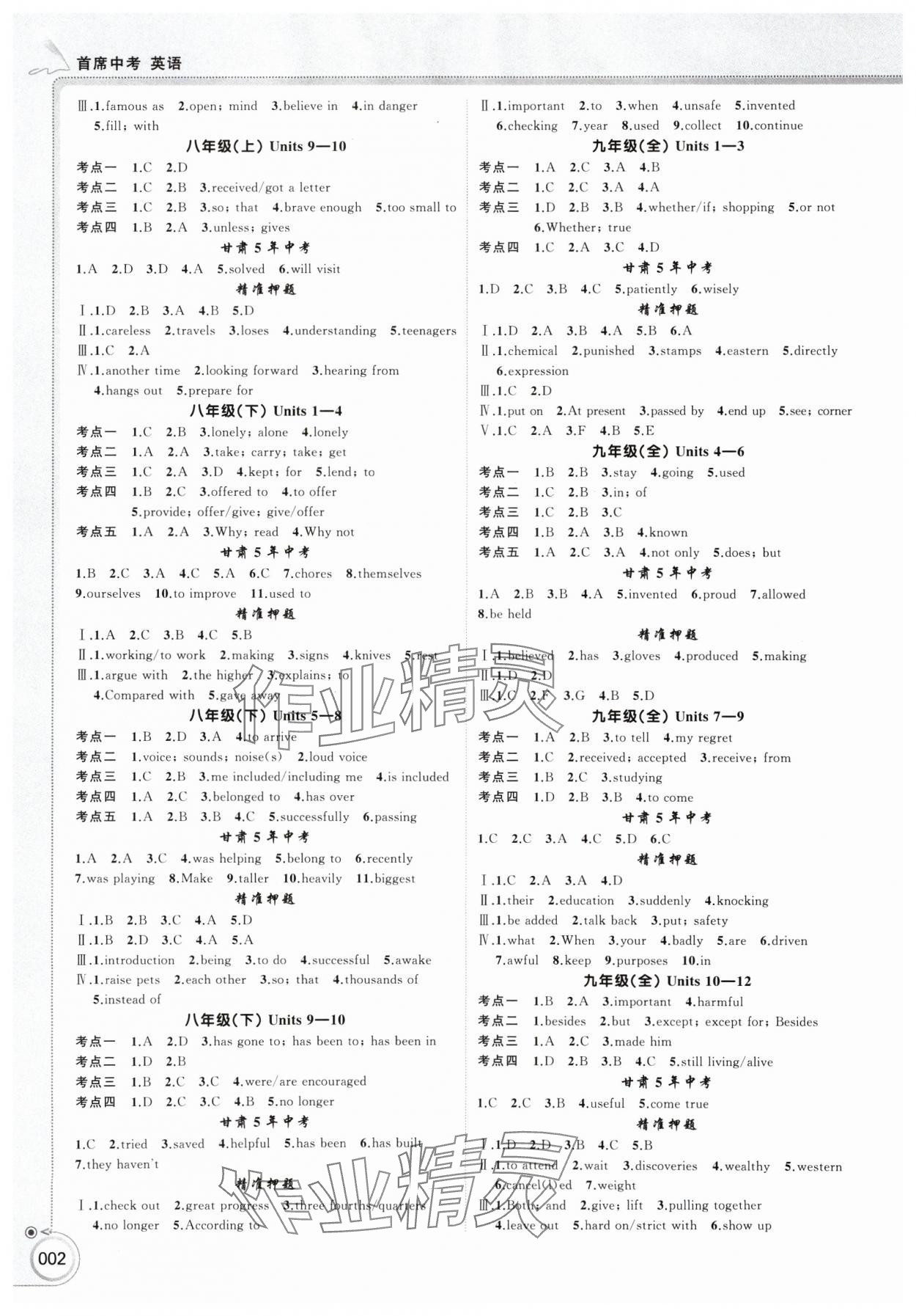 2025年首席中考英语甘肃专版 第2页