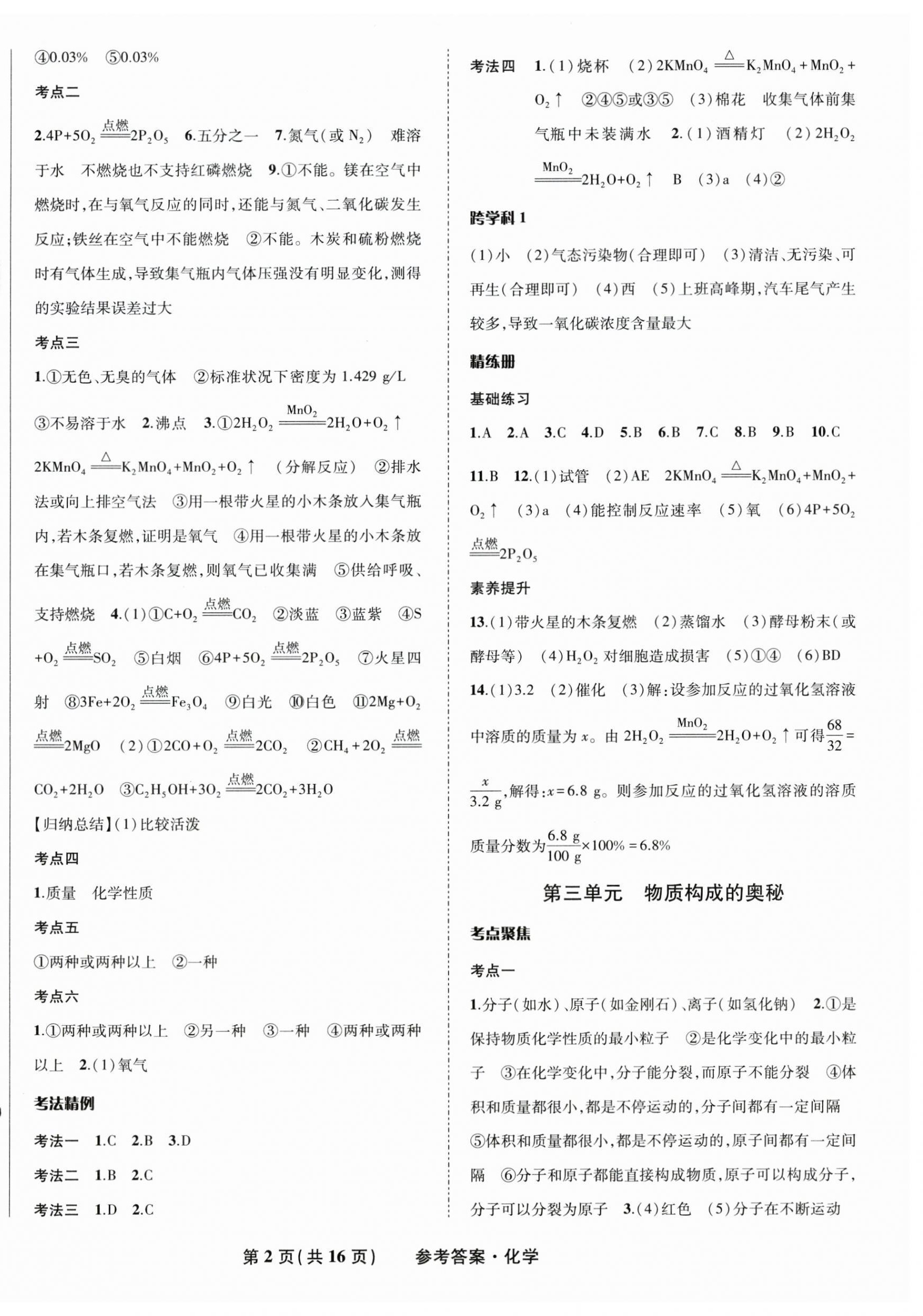 2026年九年级毕业班综合练习与检测化学中考&nbsp;第2页