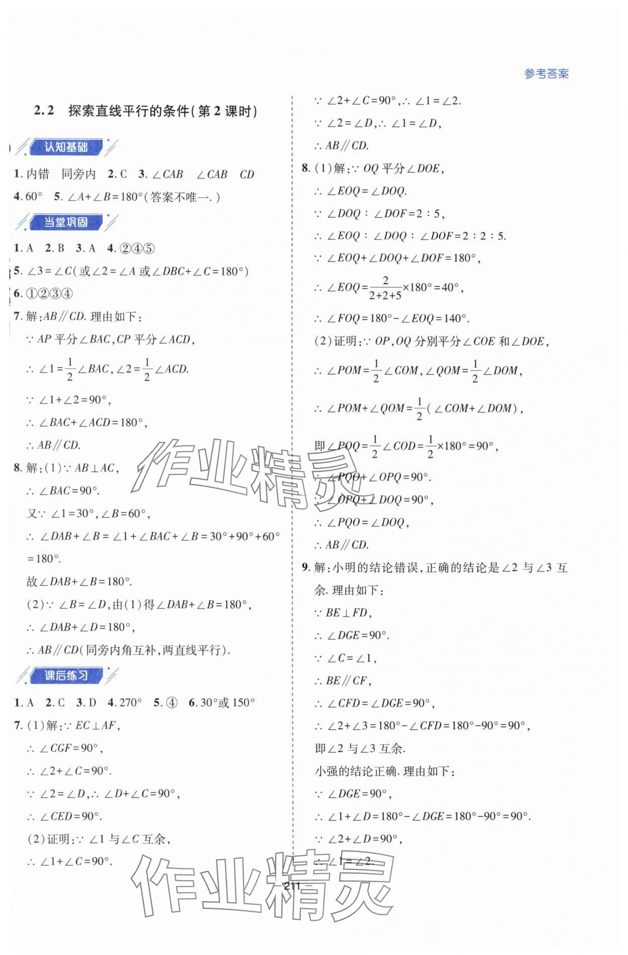 2025年新課堂學習與探究七年級數學下冊北師大版 參考答案第17頁