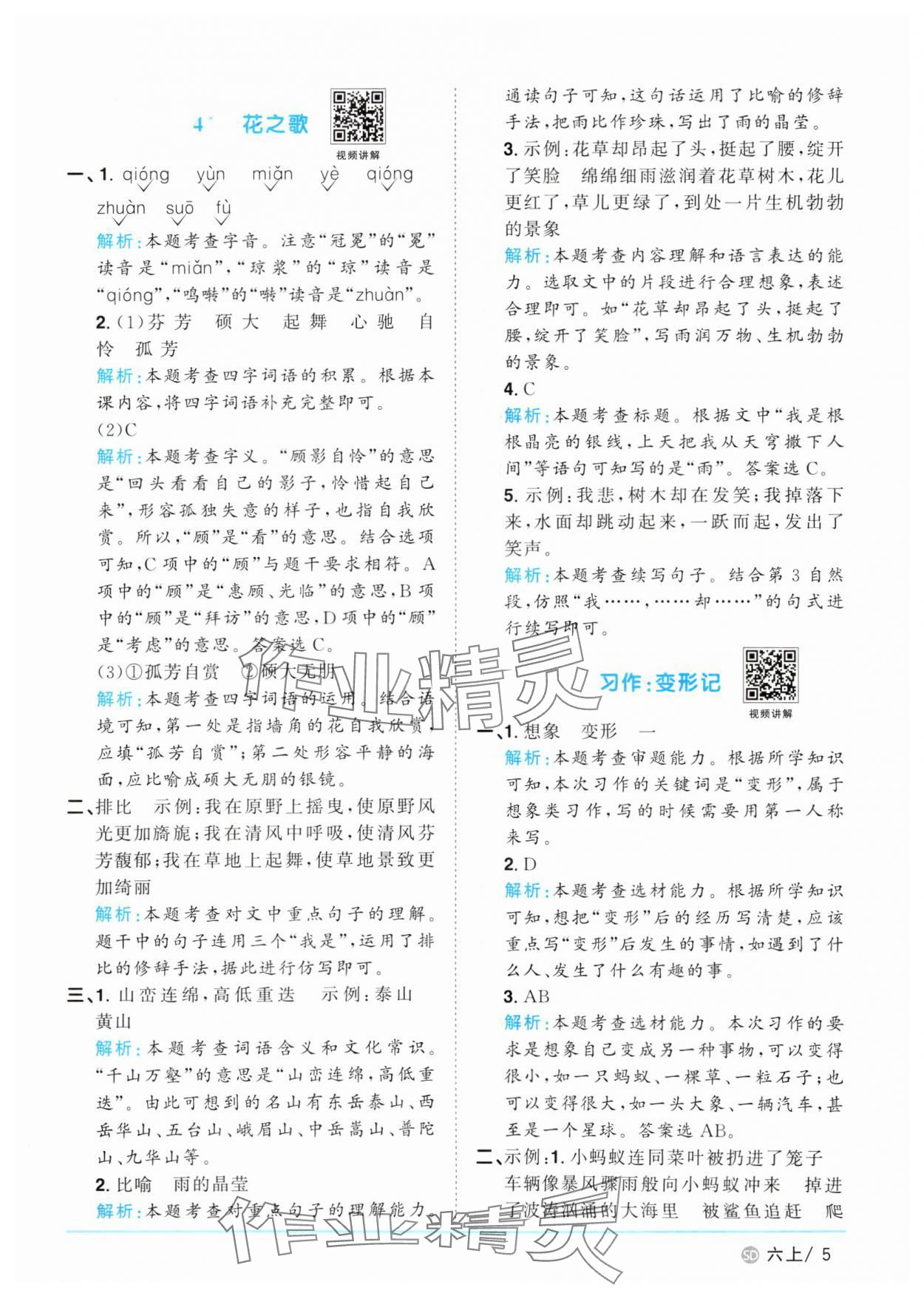 2025年陽(yáng)光同學(xué)課時(shí)優(yōu)化作業(yè)六年級(jí)語(yǔ)文上冊(cè)人教版菏澤專版 第5頁(yè)