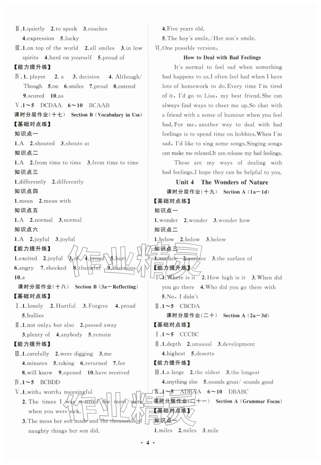 2026年同步练习册分层拓展八年级英语下册人教版&nbsp;参考答案第4页