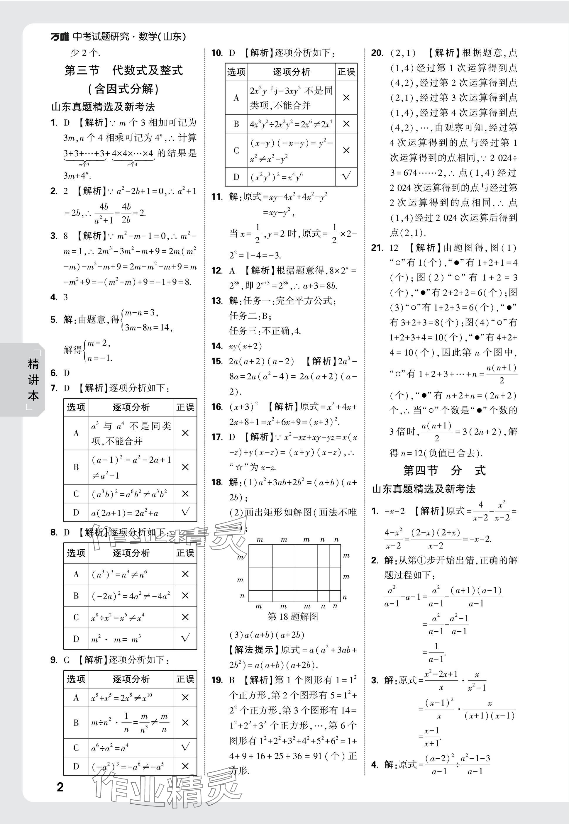 2025年萬唯中考試題研究數(shù)學山東專版 參考答案第2頁