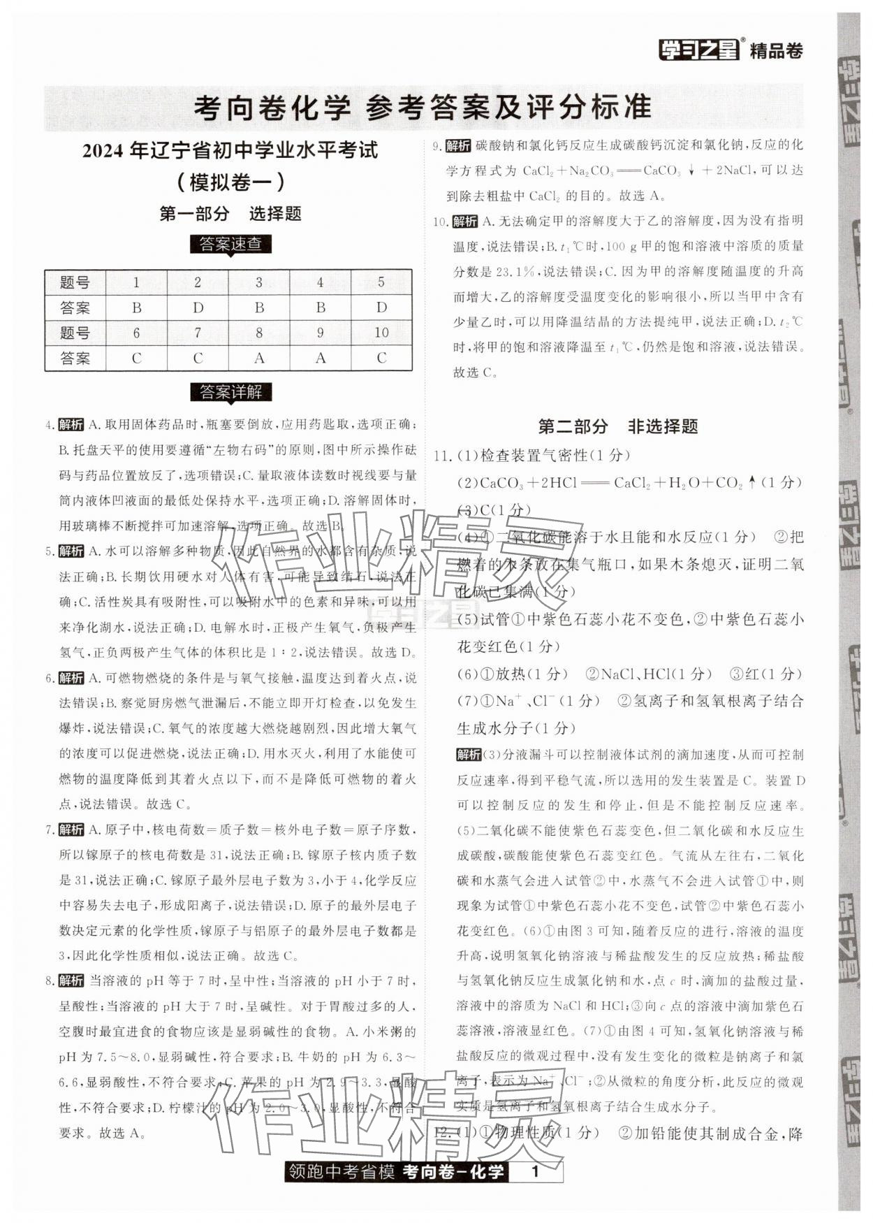 2024年領(lǐng)跑中考省模考向卷化學(xué)遼寧專版 第1頁